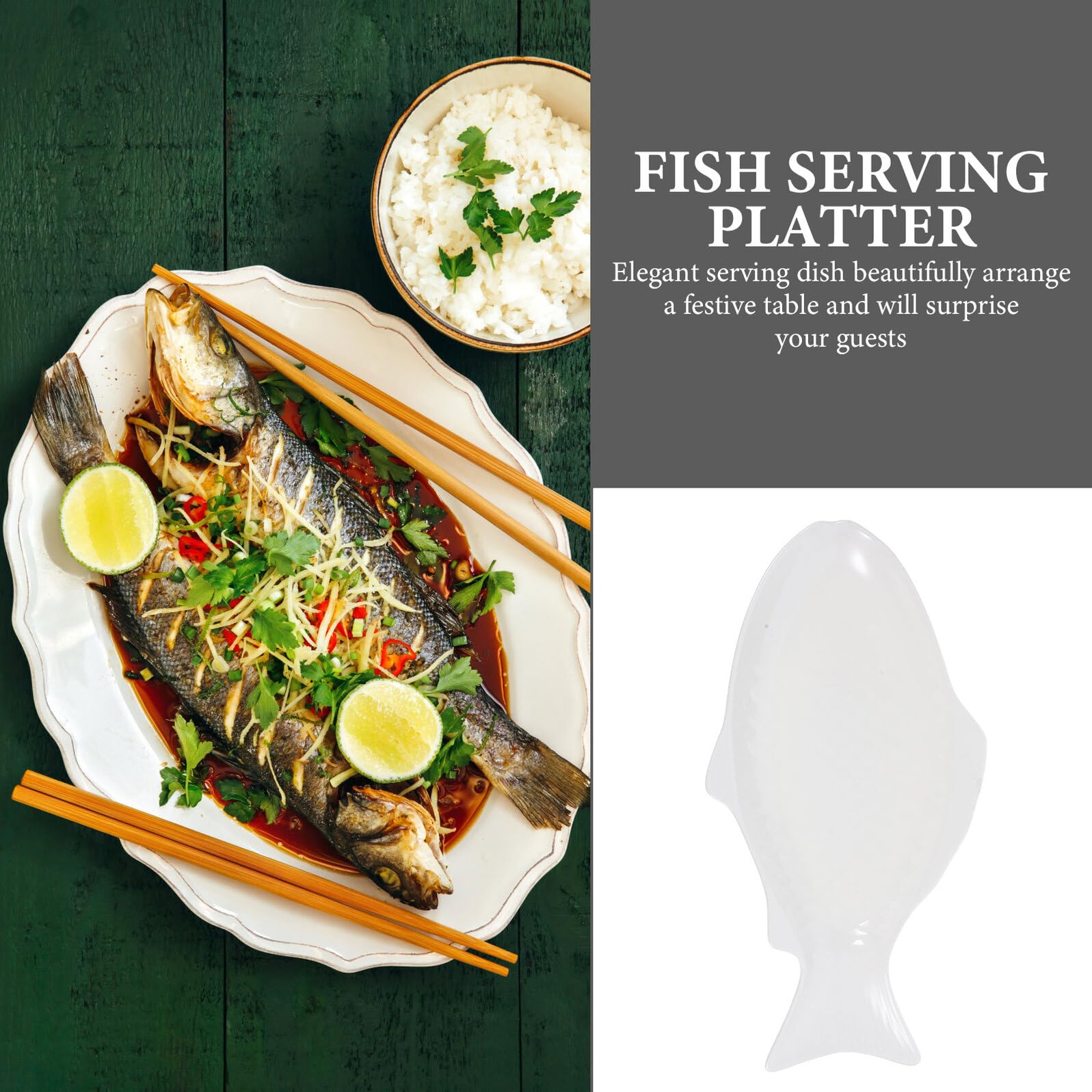 Plato de Pescado de Cerámica, Diseño Elegante y Ligero, para Servir Mariscos y Aperitivos, Adecuado para Mesa del Comedor
