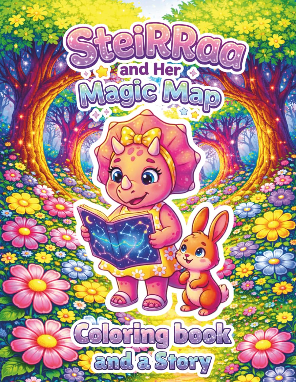 SteiRRaa And Her Magic Map. Coloring book and a Story for Kids Ages 4-12: Coloring Book with Dino Girl and a Sweet Story Inside (Coloring books with SteiRRaa's Adventures and a stories inside)