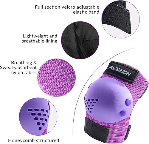 Miniatura 4 de PAPAISON Rodilleras para niñosjóvenes, coderas y muñequeras para patinaje en línea, ciclismo, monopatín, scooter, juego de equipo de protección 3 en