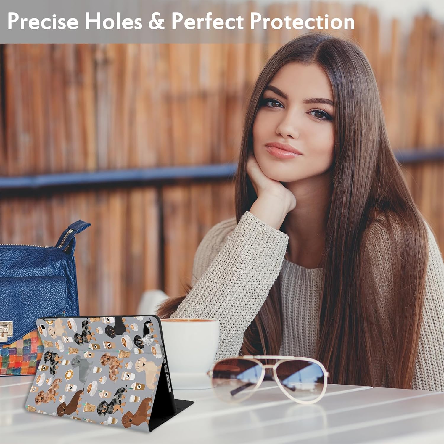 Dachshund Coffees Case for Ipad 10.2 Inch, Ipad 7th/8th/9th Generation Case Premium Pu Leather Stand Cover Case,Multi-Angle View Adjust Stand with Auto Sleep Wake Shockproof Protective Cover - Image 2