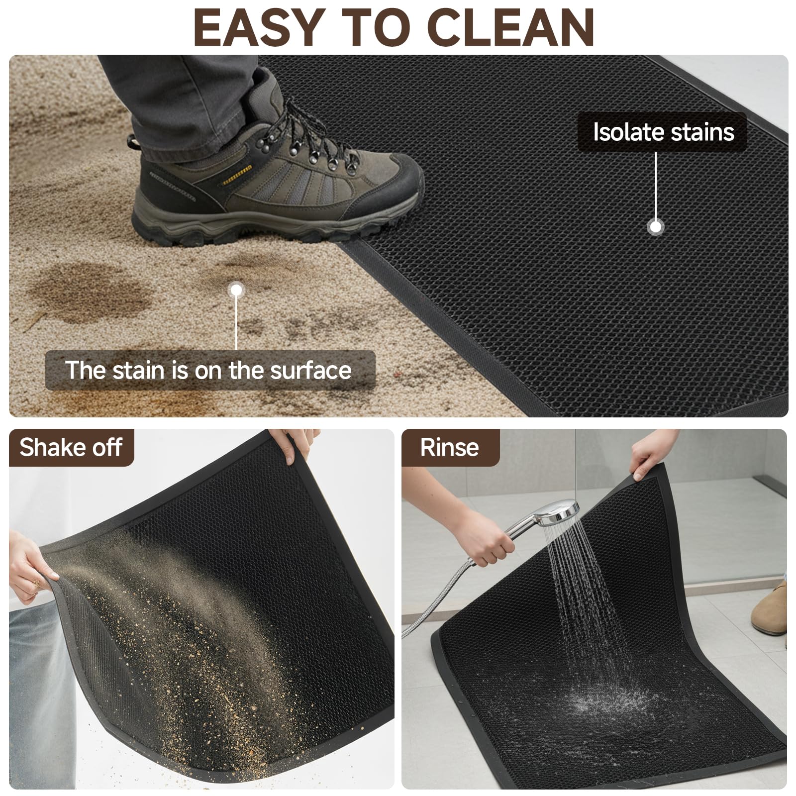 TANYOYO 4'x6' Ft (48"x72") Commercial Heavy Duty Rubber Mesh Door Mat – Waterproof Non-Slip Dirt Trapper for Mall Entrance, Patio, Garage & High Traffic Walkways, Black Outdoor Commercial Welcome Mat — Amazon image 6