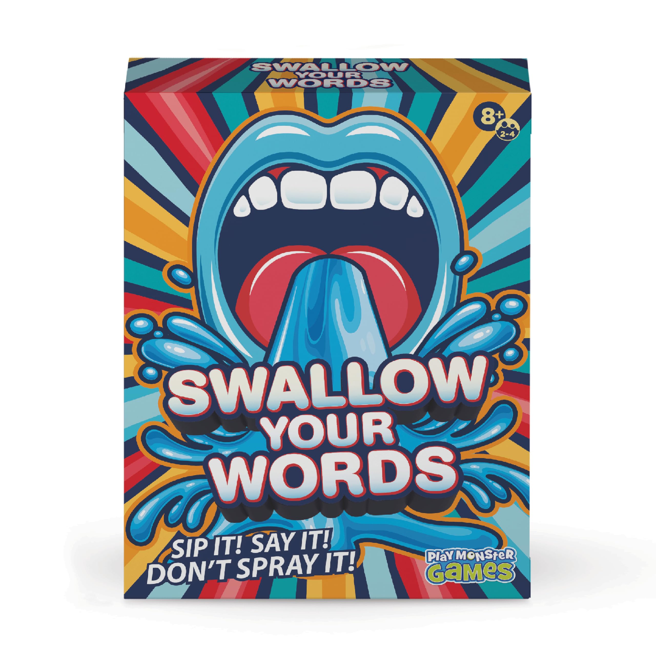 PlayMonster Juegos de cartas Swallow Your Words - Juego de mesa para la noche de juegos familiares, bebe y dilo no lo rocíes, juego multijugador, adivina la frase antes de que se acabe el temporizador