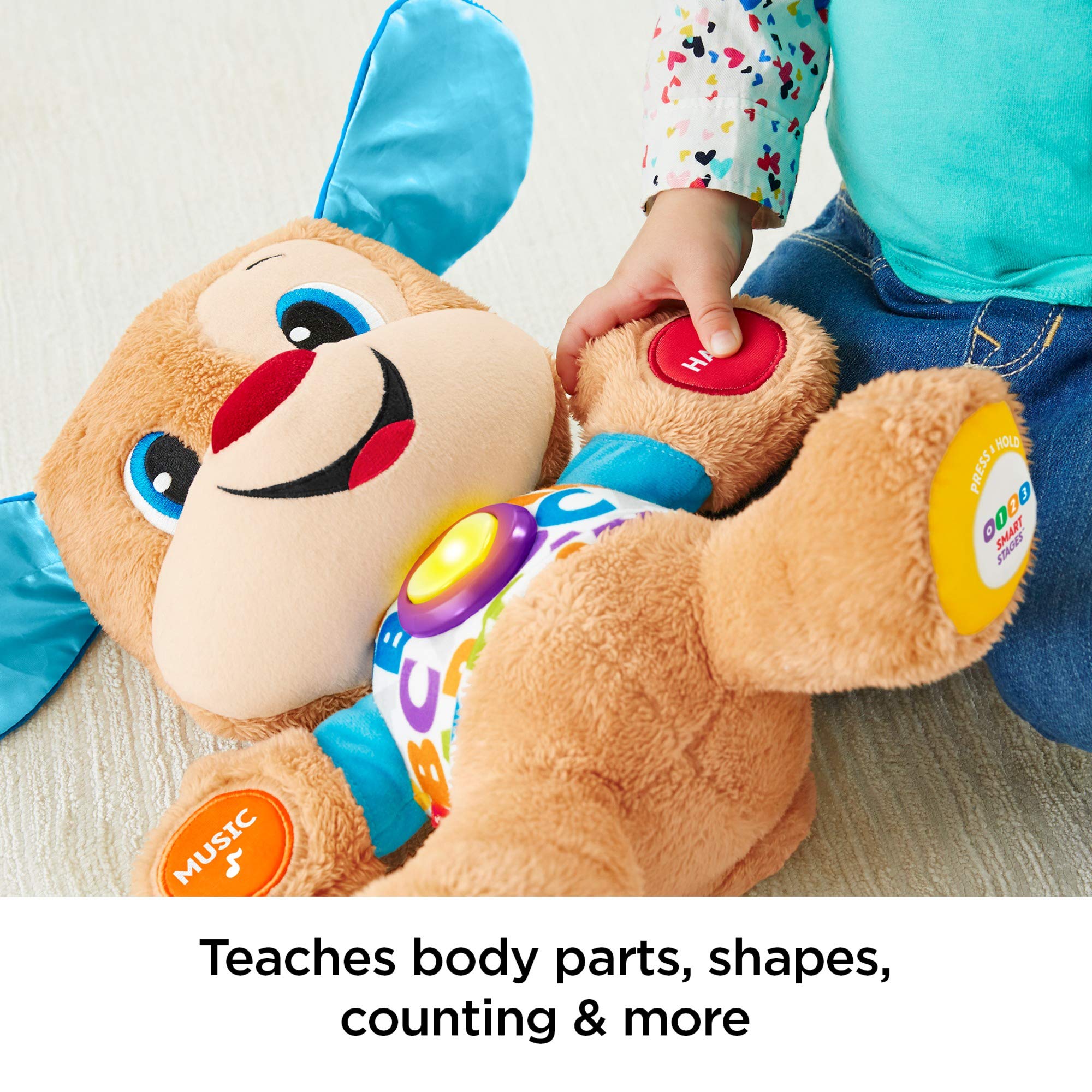 Fisher-Price Plush Baby Toy with Lights Music and Smart Stages Learning Content, Laugh & Learn Puppy