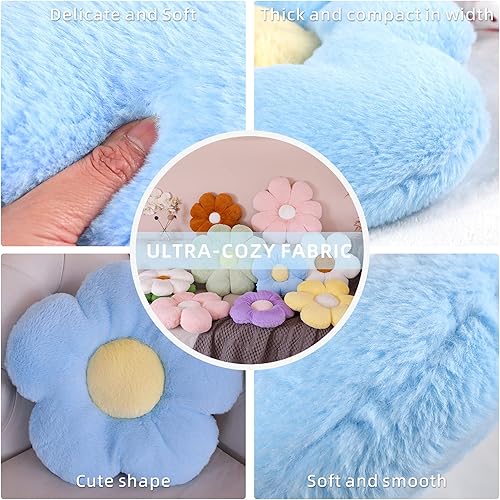 Miniatura 5 de Cojín decorativo de flores, almohada decorativa para silla, almohada de felpa para piso (19.6 pulgadas, marrón y blanco)