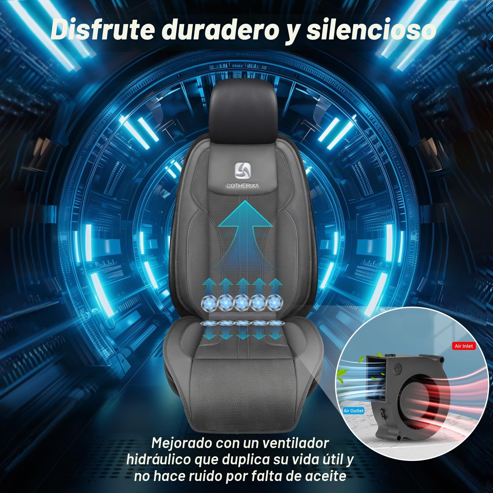 Cojín de asiento delantero de coche, 12 V y 24 V, funda de asiento de refrigeración para coche con 10 ventiladores, funda de asiento refrigerada para coche, SUV, camión, ajuste universal