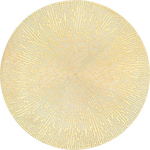 Juego de 6 manteles individuales redondos dorados de vinilo metálico antideslizantes, manteles individuales para mesa de cocina, manteles