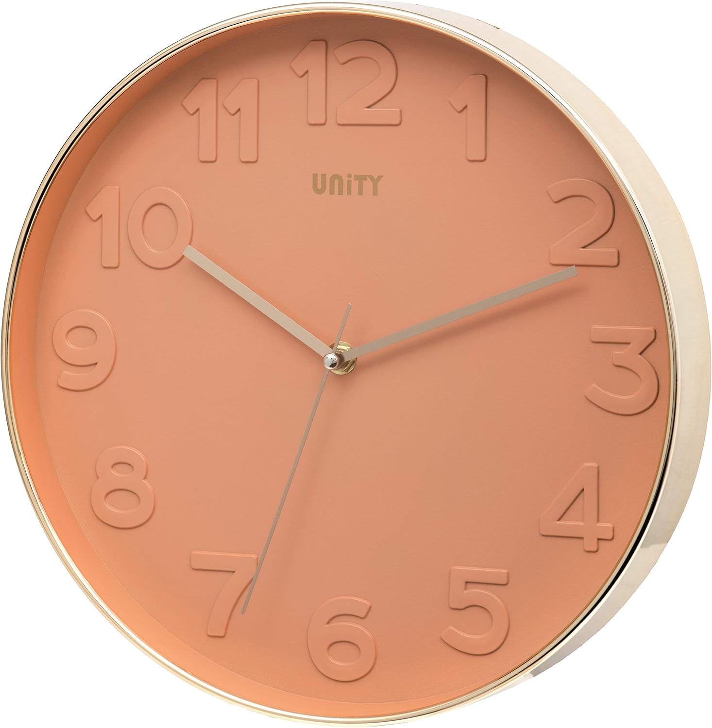 Unity Wall Clock, Bergen, Silent Sweep, Modern, Peach Pink, 30cm / 12-inch