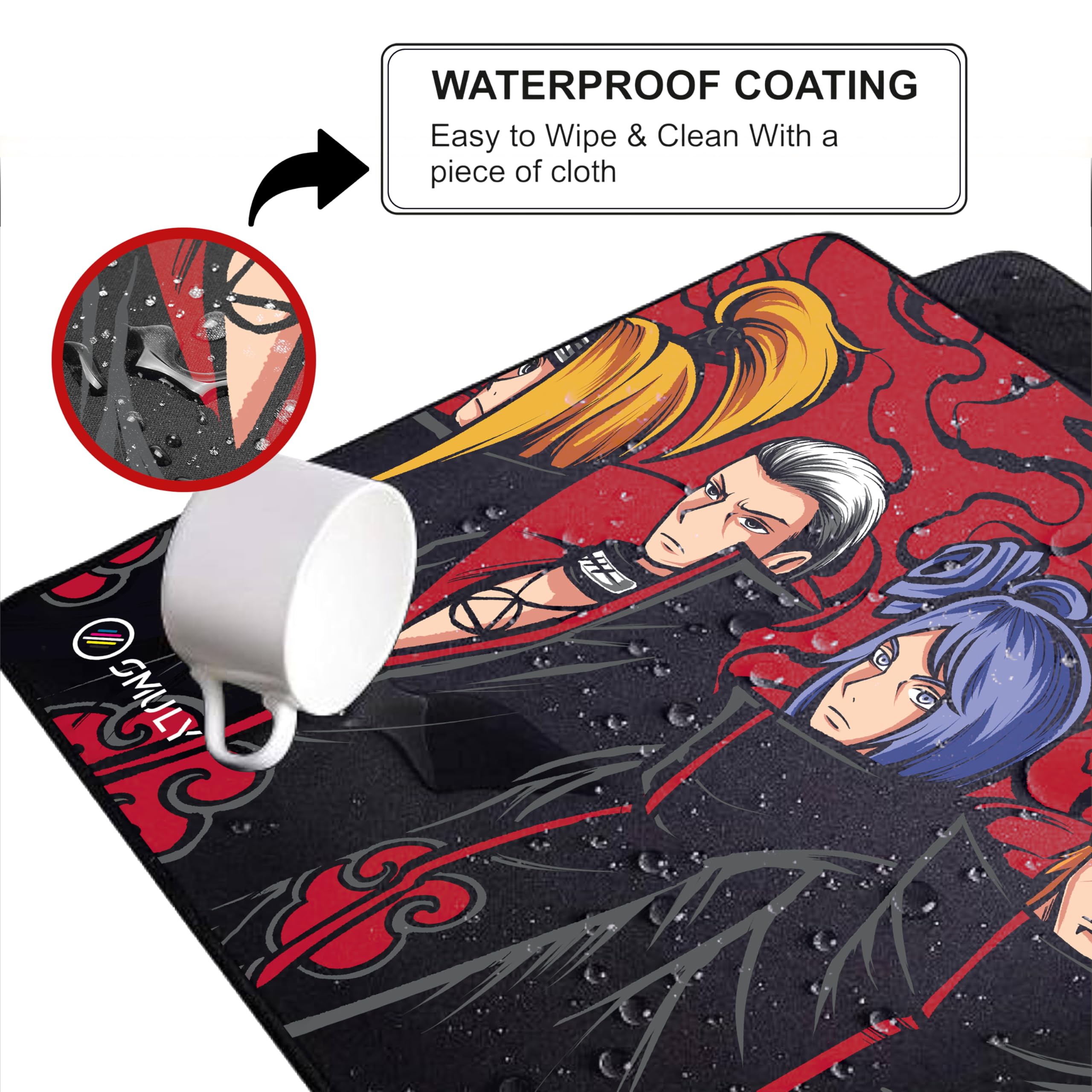 Akatsuki Inspired Anime Gaming Mouse Pad, Large Desk Mat 58.5 x 28 cm, Extended Washable Mousepad, Desk Pad, 2mm Thick Non-Slip Rubber Base, Stitched Edges, Smooth Surface (Multicolour) — Amazon image 5