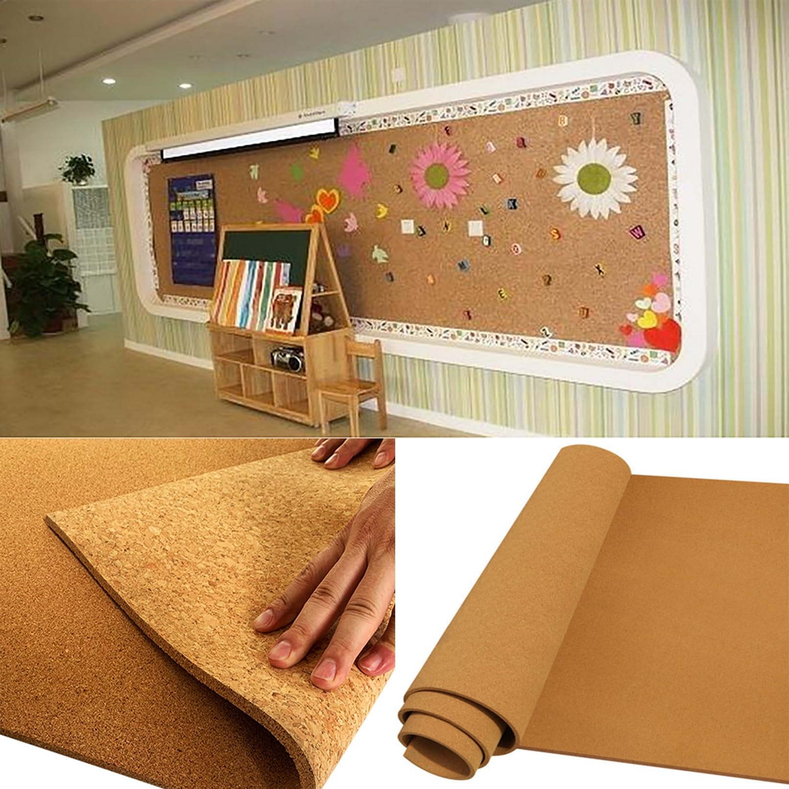 Pannello Sughero, Grande Rotolo Di Sughero, Tavola Sughero Ad Alta Densità, Isolante Termico Acustico, 6mm 8mm Spessore, Per Il Pavimento Di Casa Marrone(Thick 8mm,0.6mx1m(2ftx3.3ft))