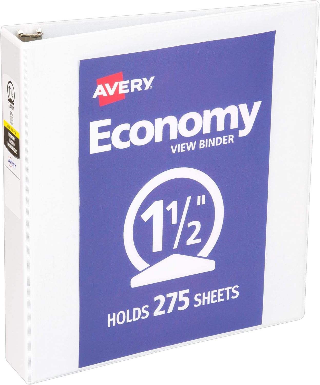 Avery Economy View 3 Ring Binder, 1.5" Round Rings, 1 White Binder (05770) : Office Products