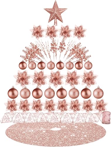 Realspring 72 Pieces Christmas Tree Ornament Set Xmas Assorted Decorations Bulk 