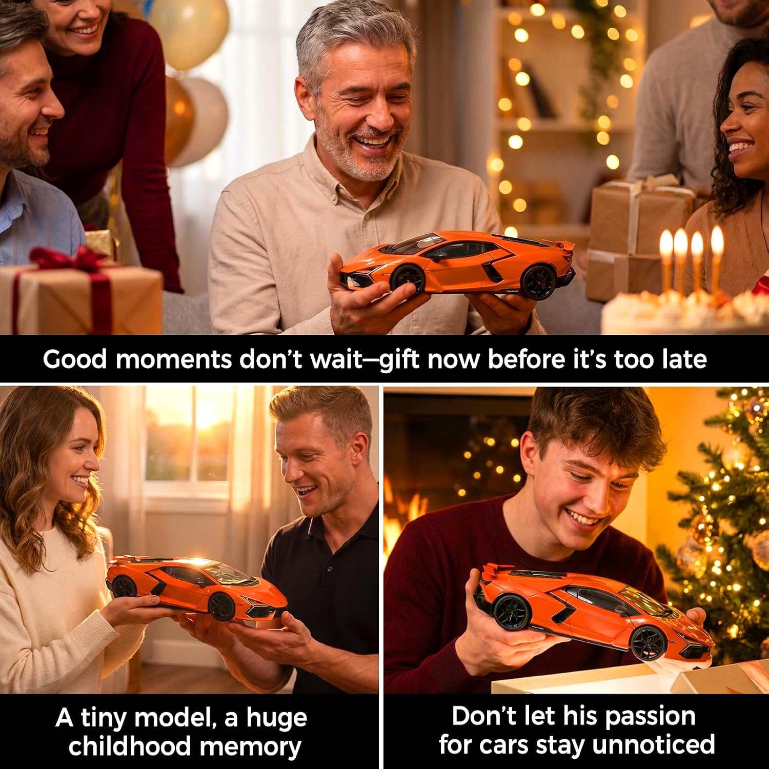 1/18 Scale Diecast Cars Model, Compatible for Lamborghini Model Car Kit for Adult, Large Metal Die Cast Model Car with Lighting and Sound, Alloy Car Gifts for Adult Collectible, Home Decor - Orange