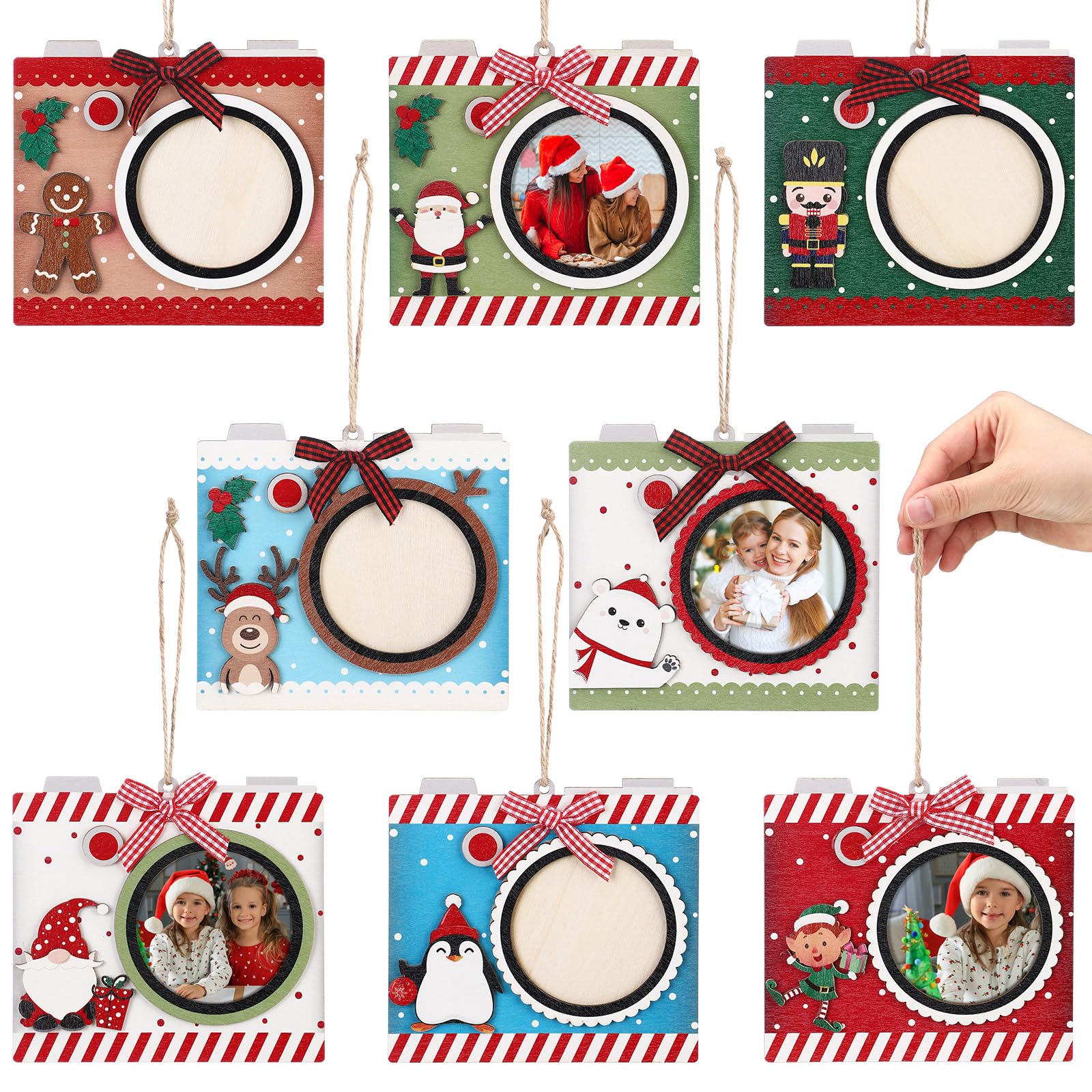 Namalu 8 Pcs Camera Christmas Tree Ornament Family Vacation Photo Holder Camera Photo Frame Ornaments Photographer Traveler Tourist Travel Photography Lover Keepsake