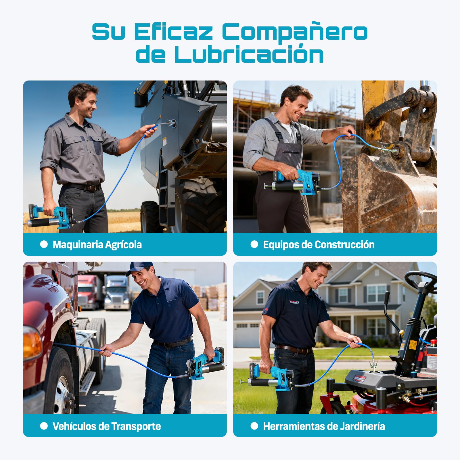 Seesii Engrasadora Batería Kit: 10 000 PSI y 4,6 oz/min, Pistola de Engrasar Eléctrica con 2 Baterías, Manguera de 39,4", Acoplador de 90° y 3 Puntas para un Engrase más Rápido y sin Esfuerzo