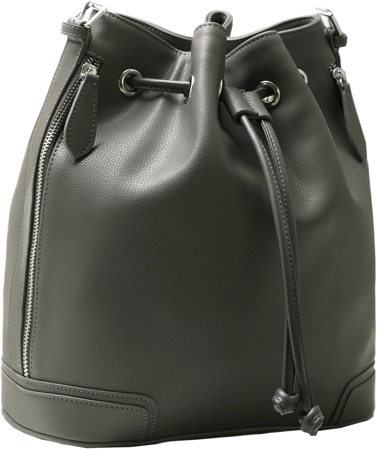 Kenoor Womens Drawstring Bucket Bag Cross Body Shoulder Bag Ladies Leather Tote Handbag Purses (Grey)