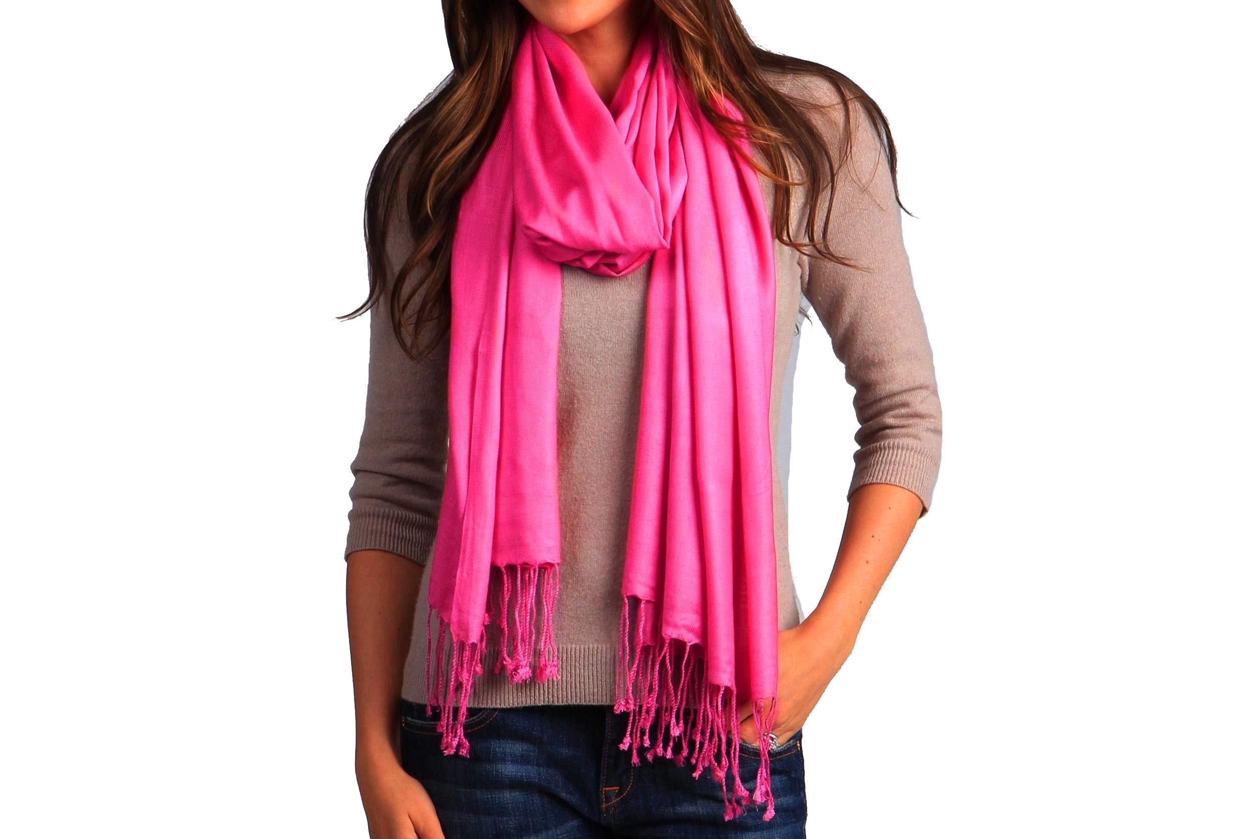 Cashmere Pashmina GroupFaux Pashmina Shawl (Fuchsia), Fuchsia, 72 inches in length and 22 inches in width