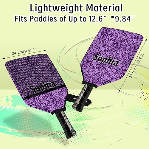 Miniatura 4 de Funda de paleta de pickleball personalizable, 12 paquetes de texto personalizado, nombre y foto, ajuste universal para hombres y mujeres, accesorios