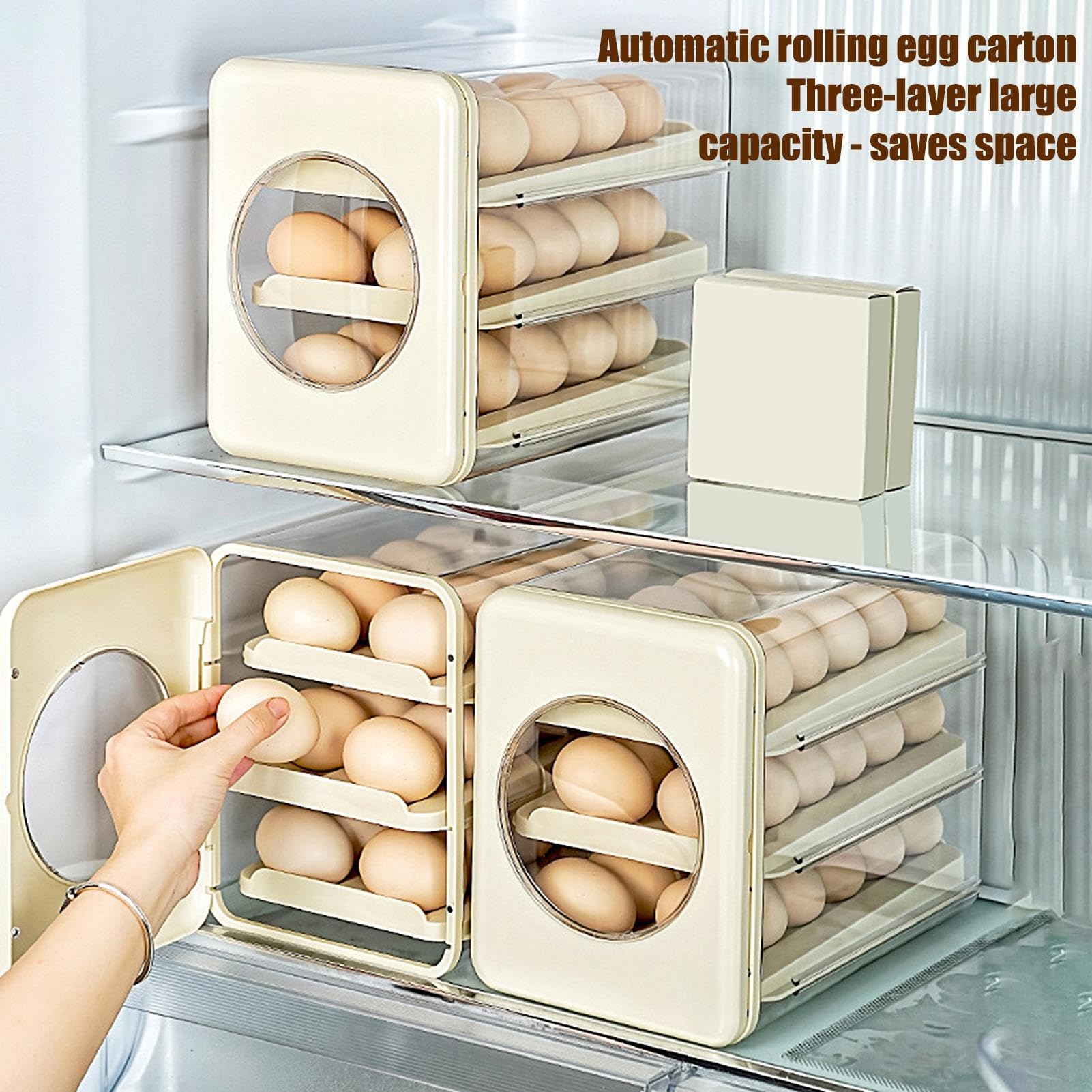 Dispenser per uova rotanti, design a binario inclinato, trasparente