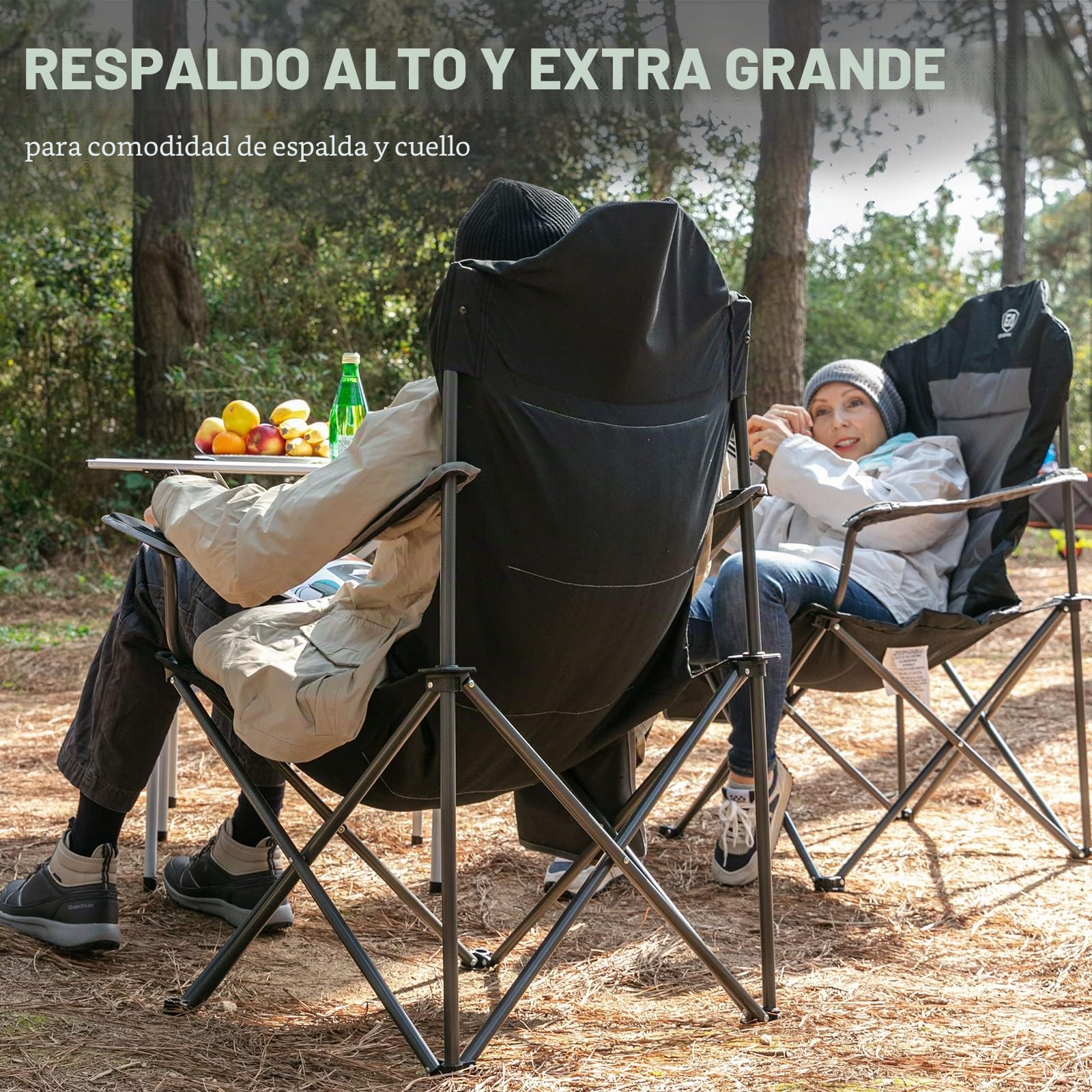EVER ADVANCED Silla Camping 150kg Alta Silla Plegable Camping Acolchada Resistent Sillas Jardin Respaldo Silla Playa Plegabler Alto con Bolsillo y Portavasos Sillas Terraza Exterior Silla Director