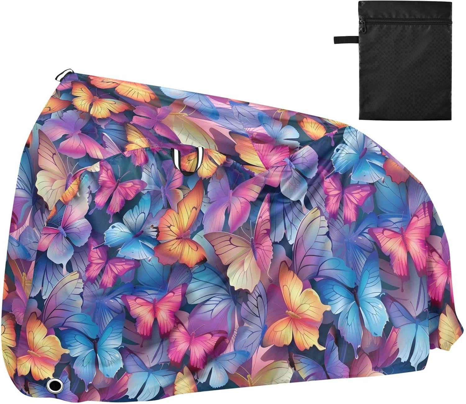 ALAZA Rainbow Butterflies Bike Cover Waterproof Outdoor Ebike Bicycle Covers Tarp Protection for 1/2 Bikes, Sun UV Dust Wind Proof