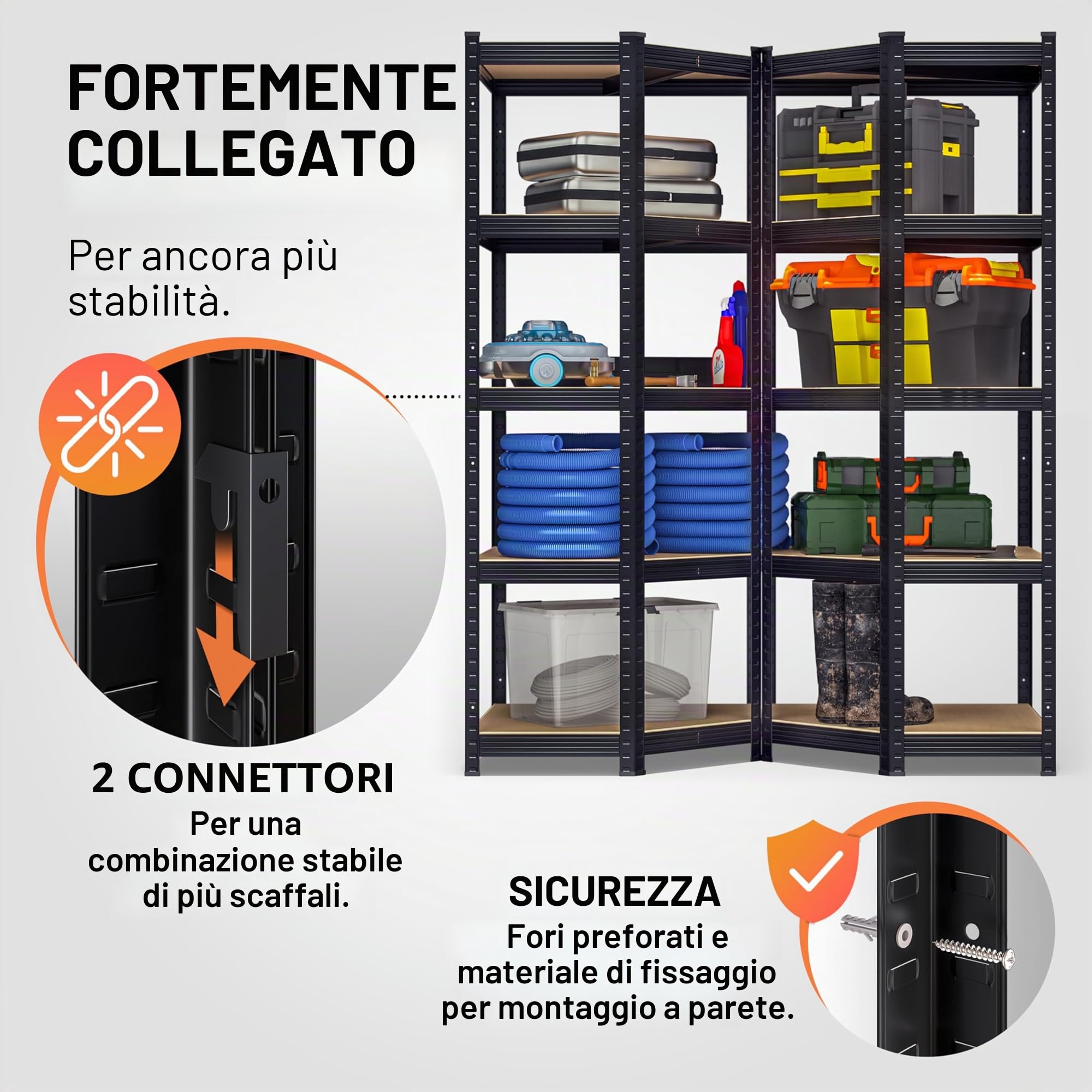 Monzana® Scaffale Angolare Metallo 2625kg 15 Ripiani MDF Scaffalatura Metallica Scaffale Alta Portata Angolo Scaffali