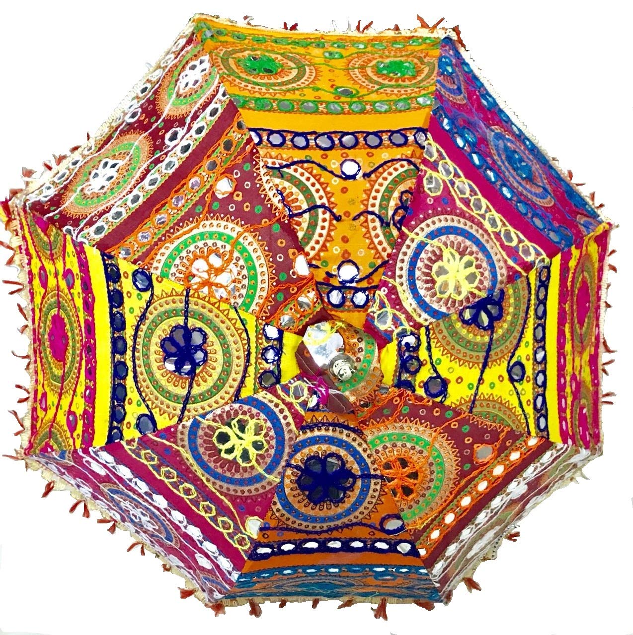 Embroided Fabric Umbrella Decorative Gujrati Garba Dance Performance and Prop Fancy Dress-image-12