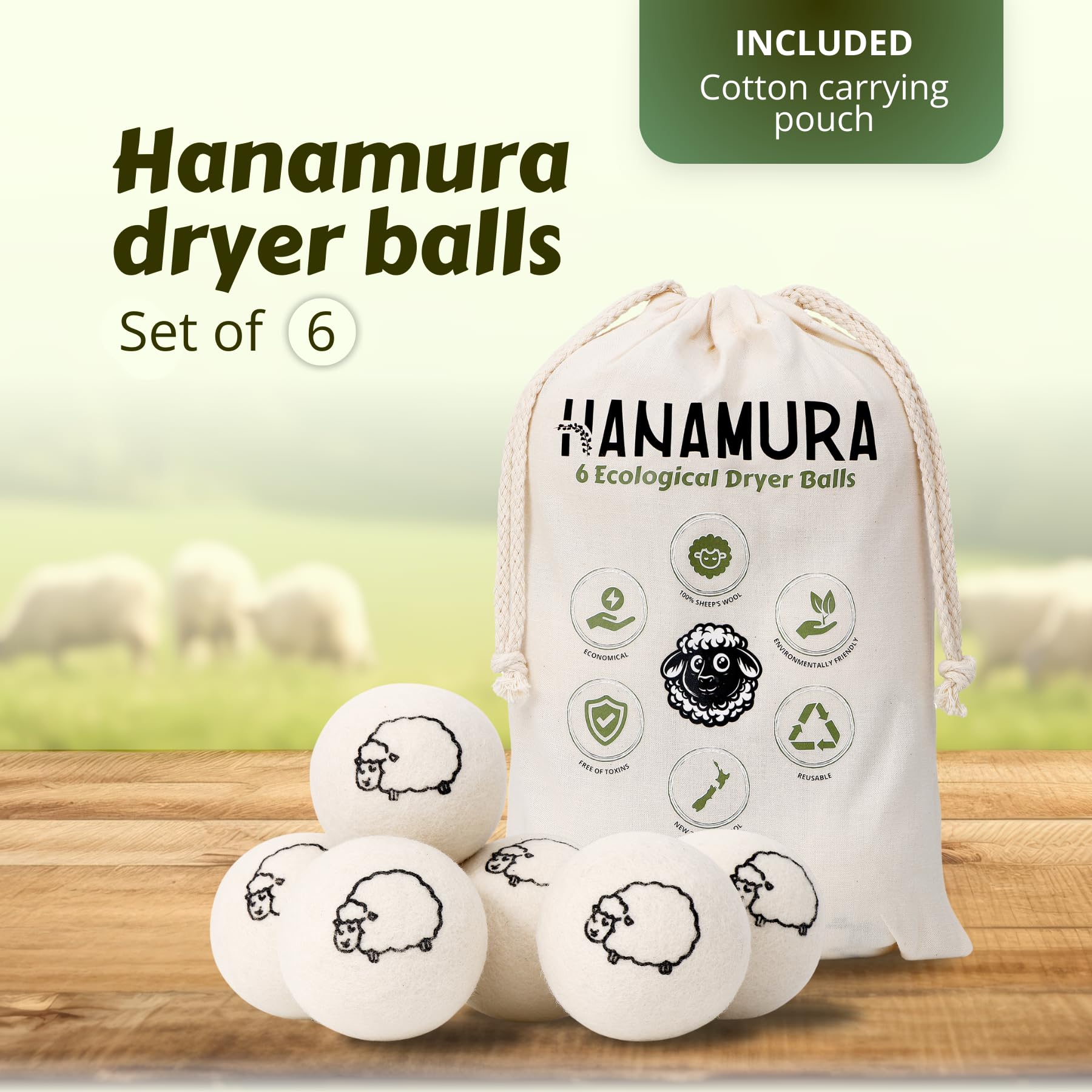 Amazon.com: Hanamura 6 XXL Wool Dryer Balls - TÜV Tested 100% New