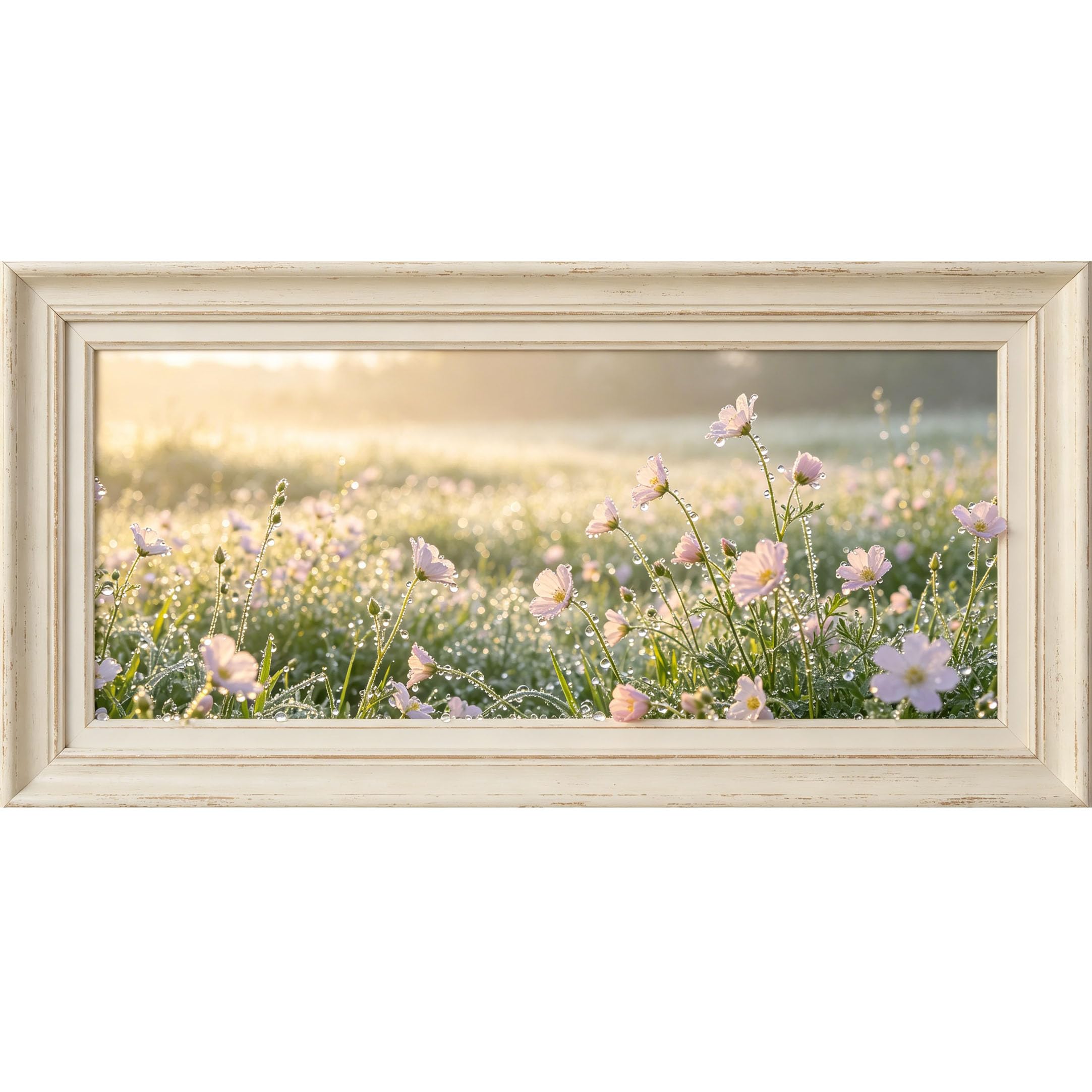 Agglomerix 3D Framed Wall Art Morning Dew Petals Botanical Landscape Textured Large Size SelfAdhesive Removable Wall Decor Prints Artwork for Living Room Bedroom Office