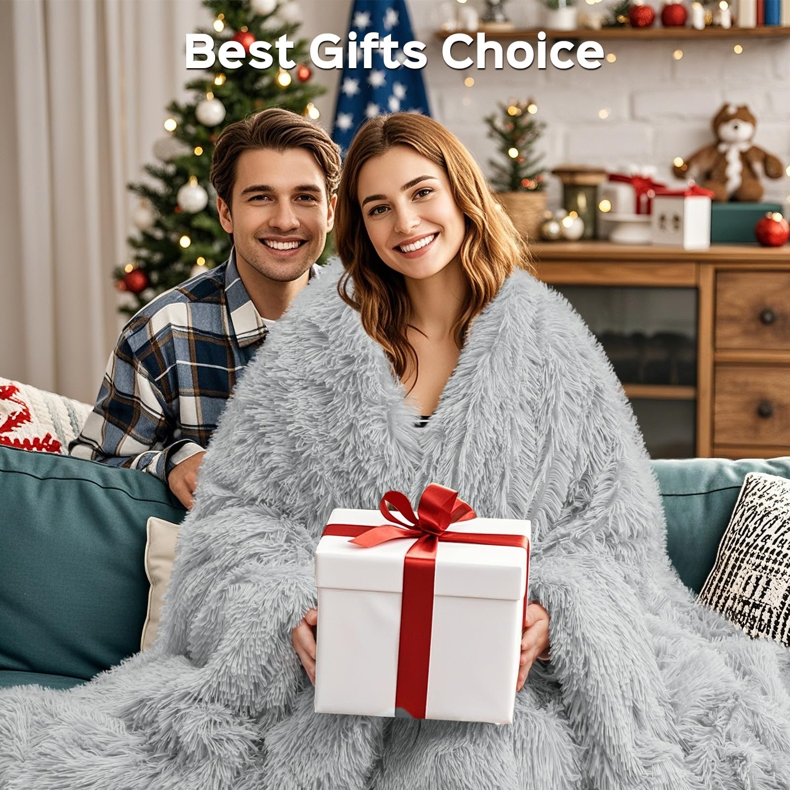 KANKAEU Coperta 160x200 cm, Coperta Pelliccia Morbida e Soffice, Plaid Decorative per Divano e Letti, Coperta Pile Calda e Accogliente, Plaid Matrimoniale,Copriletti,Grigio Argento