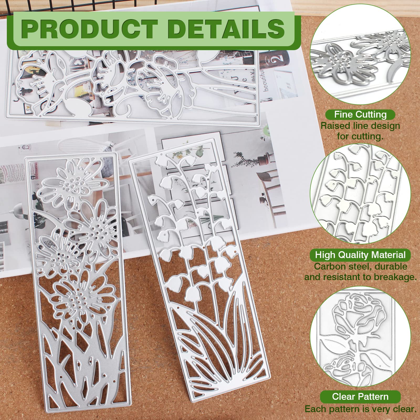 AIFUDA Lot De 3 Matrices De Découpe Rectangulaires En Métal Pour Bricolage, Scrapbooking, Décoration De Fête, Mariage