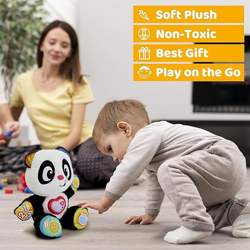 Miniatura 5 de KiddoLab Juguete de panda de peluche  Juguete musical de peluche con botón de iluminación en forma de corazón para melodías divertidas  Juguete de