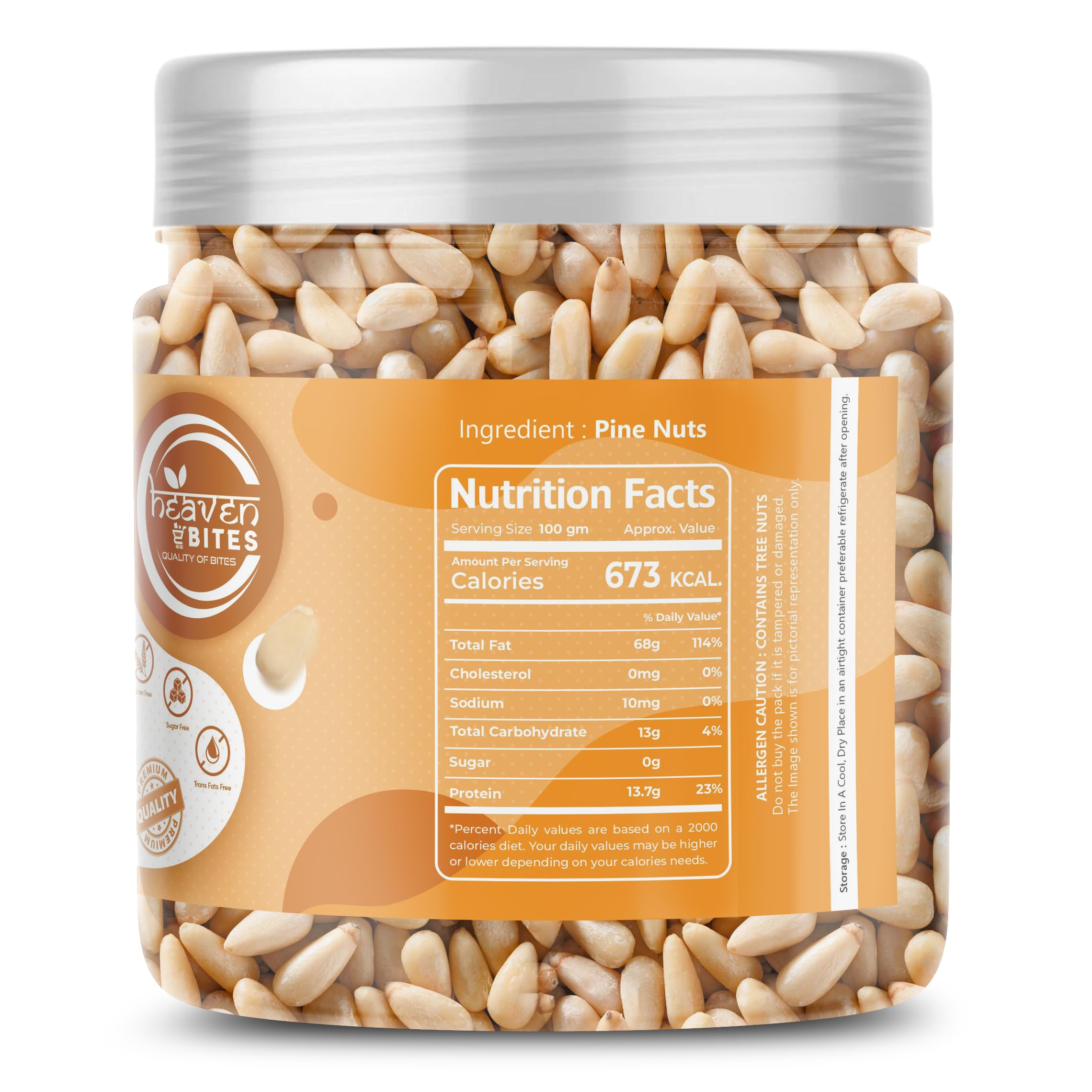 Heaven Bites Pine Nuts | Without Shell | Chilgoza Giri | Chilgoja Seeds | Pine Seeds Jumbo Size | Pure Dry Fruits (500g) - Image 2 thumbnail