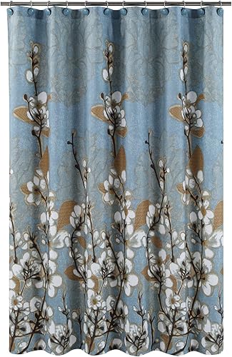 Miniatura 7 de Hanakotoba - Ganchos decorativos azules para cortina de ducha, diseño de bolas de anillo enrollable, ganchos para cortinas de baño, juego de 12