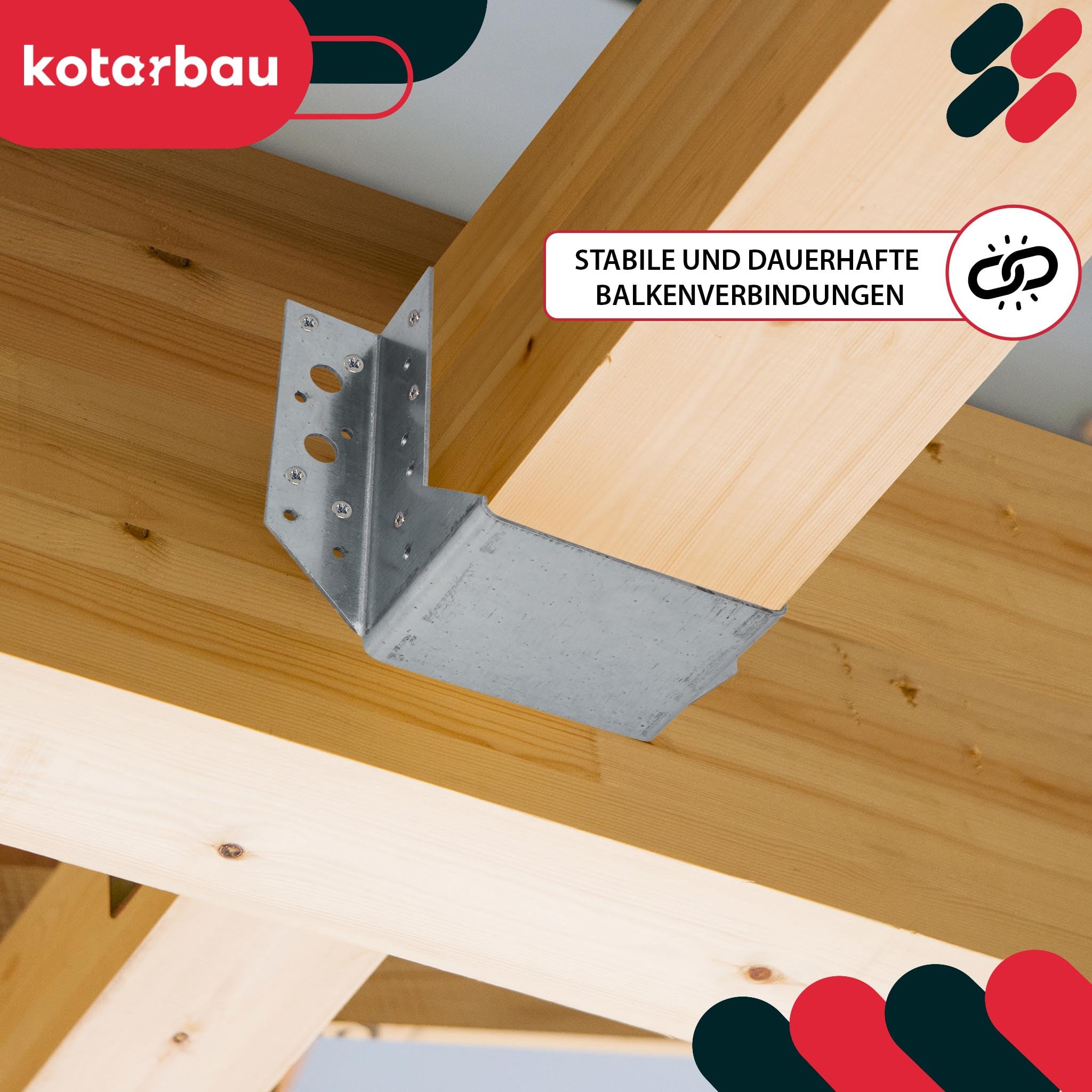 KOTARBAU Set di 10 scarpe per trave, 25 x 117 mm, connettori in legno in acciaio zincato