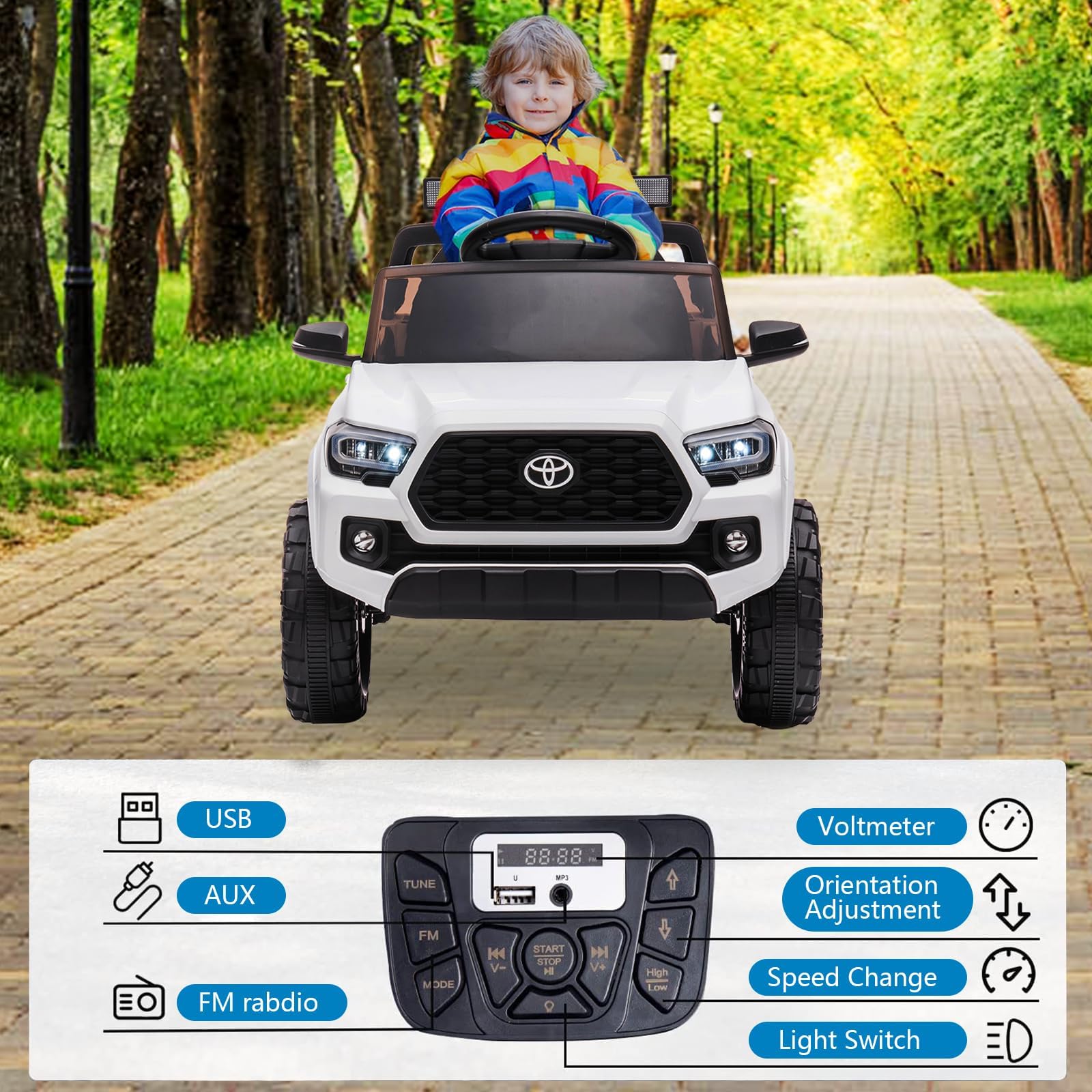 Elektroauto Für Kinder, 12V Kinder Elektroauto Mit Fernbedienung, Elektrisches Kinderfahrzeug Mit 2 Motoren, LED-Scheinwerfer, Musik Und Hupe, Für Kinder Ab 3 Jahre, Schwarz