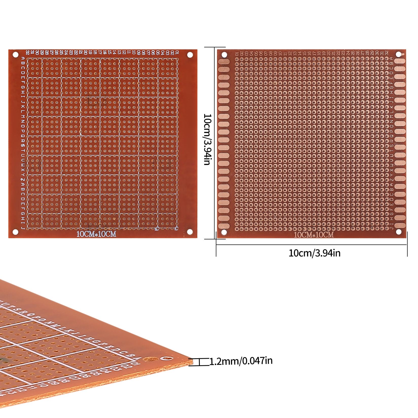 10 sztuk PCB Płytka drukowana Uniwersalna płytka prototypowa, 10 x 10 cm Elektroniczne prototypy DIY Perforowane Base, Dwustronna płytka drukowana PCB Prototyp do projektu DIY