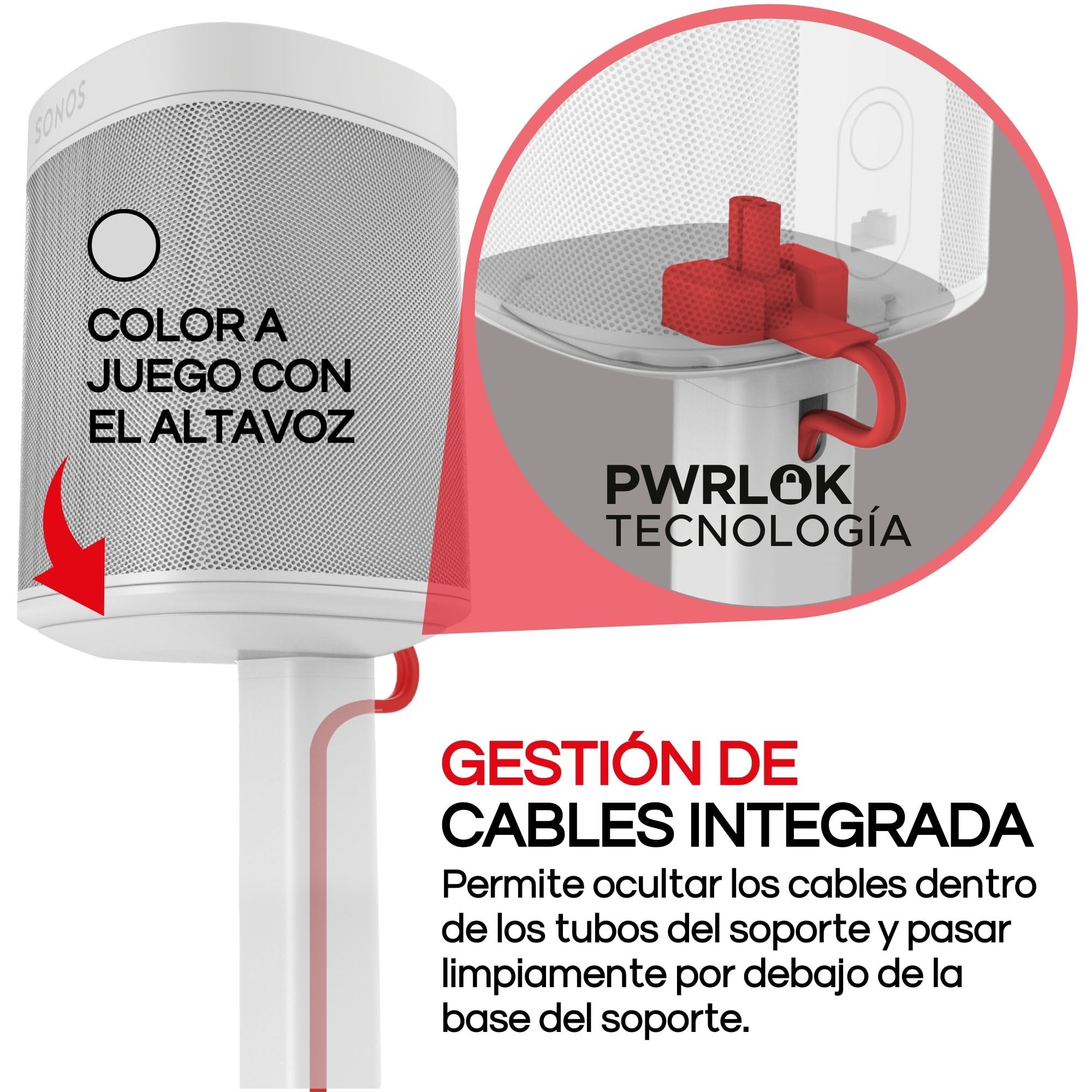 One / ERA100 - Soporte de Suelo (2 Unidades), Color Blanco | Compatible con Sonos One, Gen 2, Play:1, SL | Diseño a Prueba de Futuro también Compatible con ERA 100, diseñado por Sound Bass UK. Doble