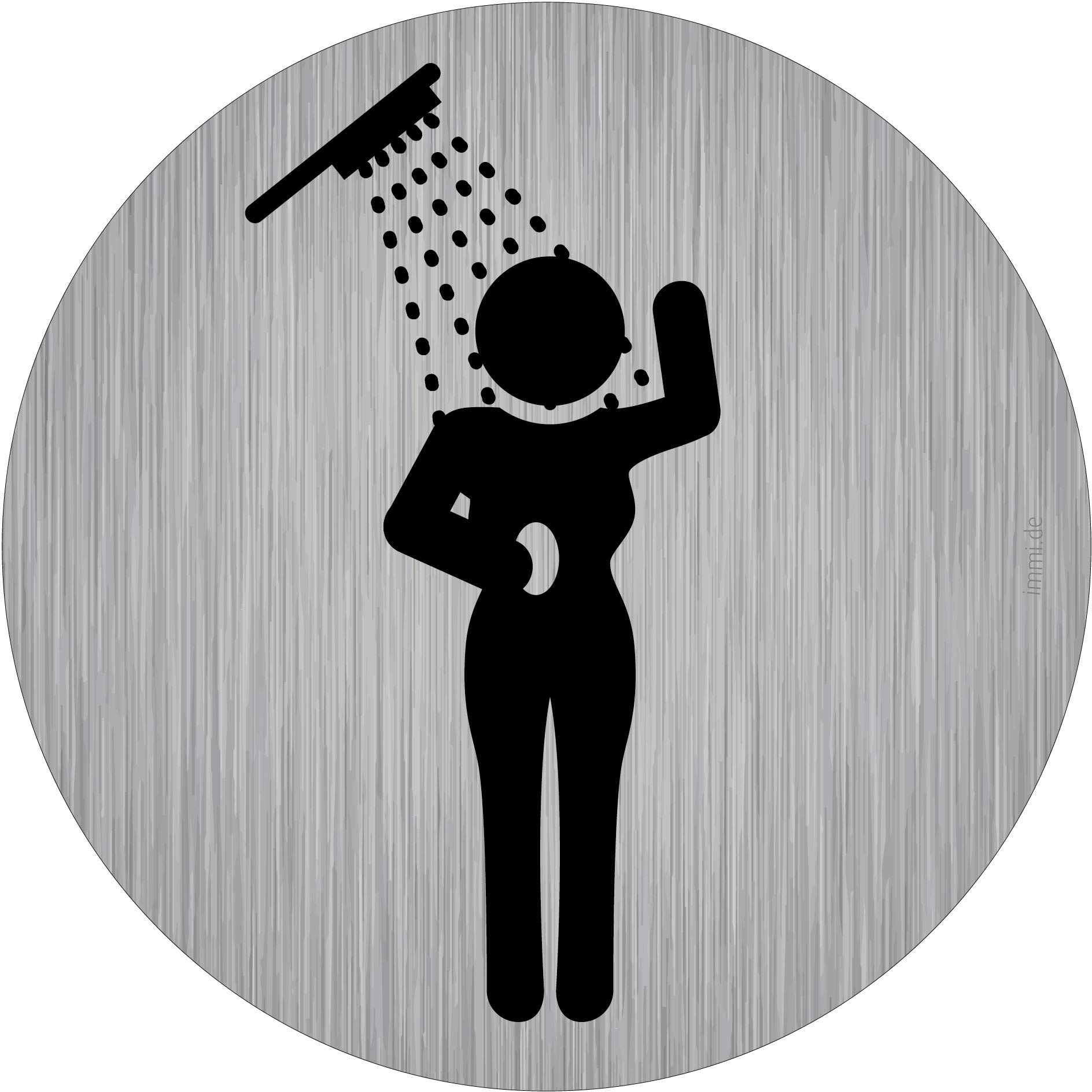 immi 4x Türschild Frauen-Dusche, Duschraum für Damen, 95mmØ, rund, Edelstahl-Opt