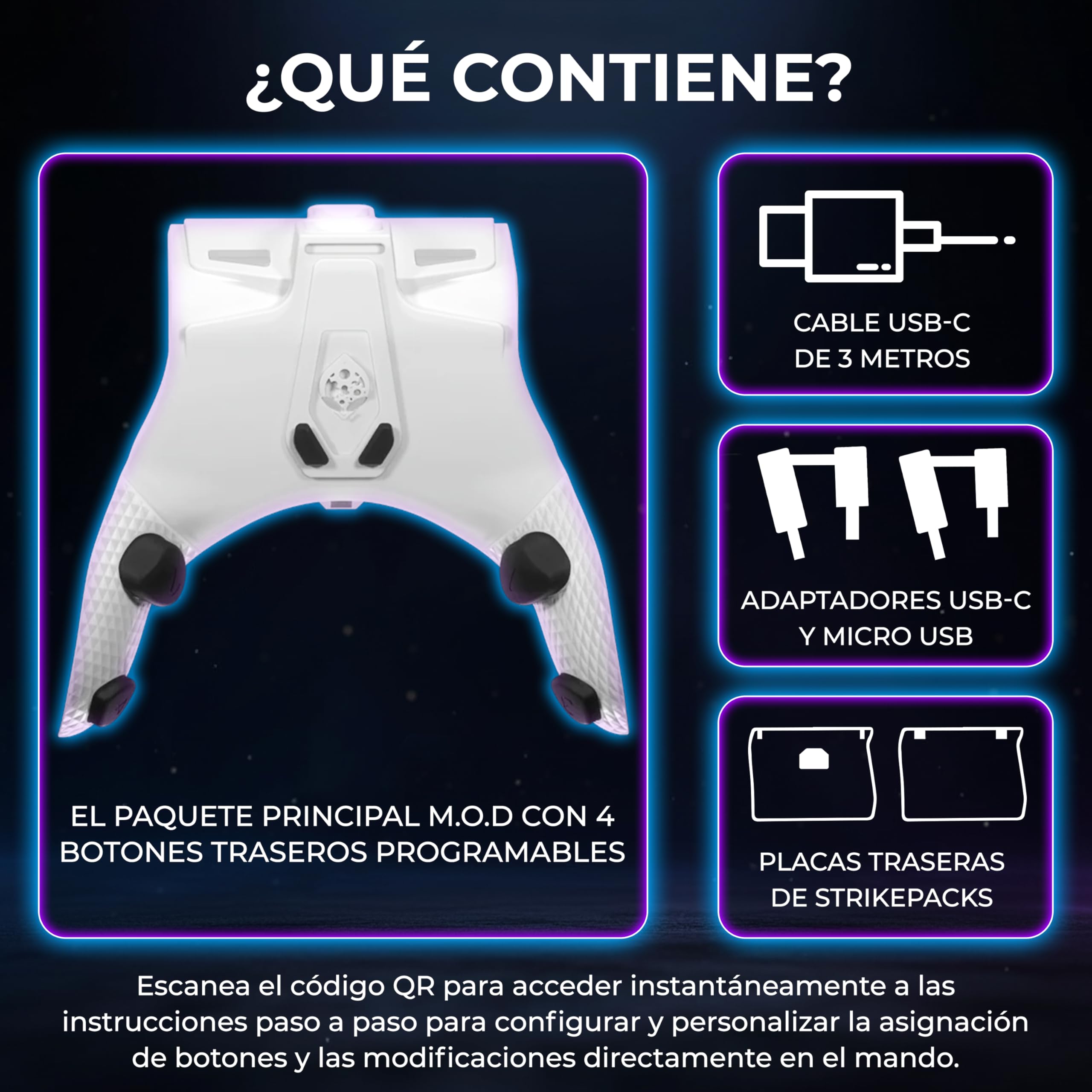 Collective Minds Strike Pack ‘Horizon’ Kit MOD con cable para controlador Xbox | 4 botones traseros programables | Accesorio con app para gamers pro | Compatible Xbox Series X|S y One