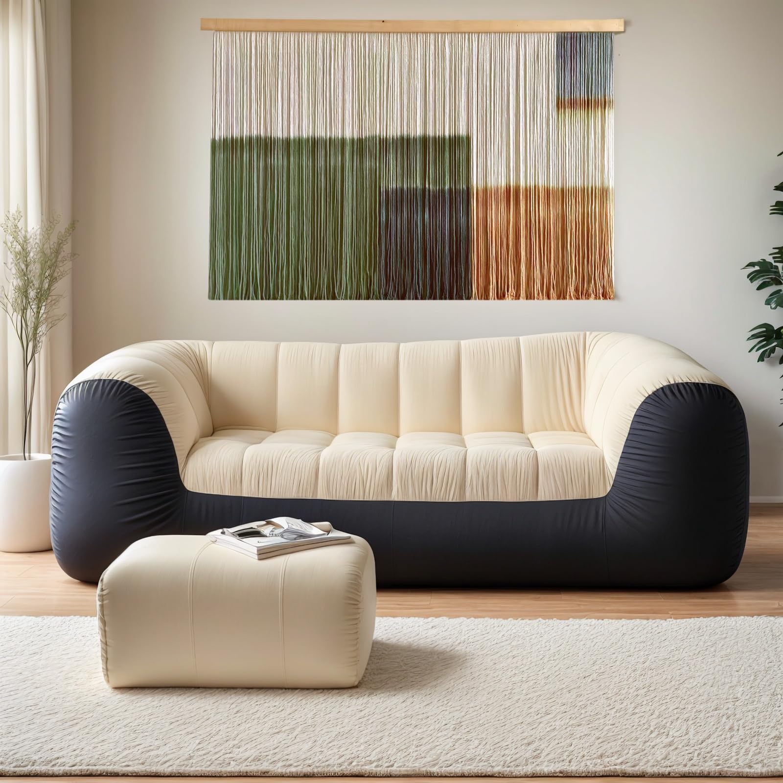 Sdjazl Woven Boho Macrame Wall Hanging Home Decor Tapestry Dip-Dyed Large Modern Fiber Colorful Mountain Landspace For Living room (green1)