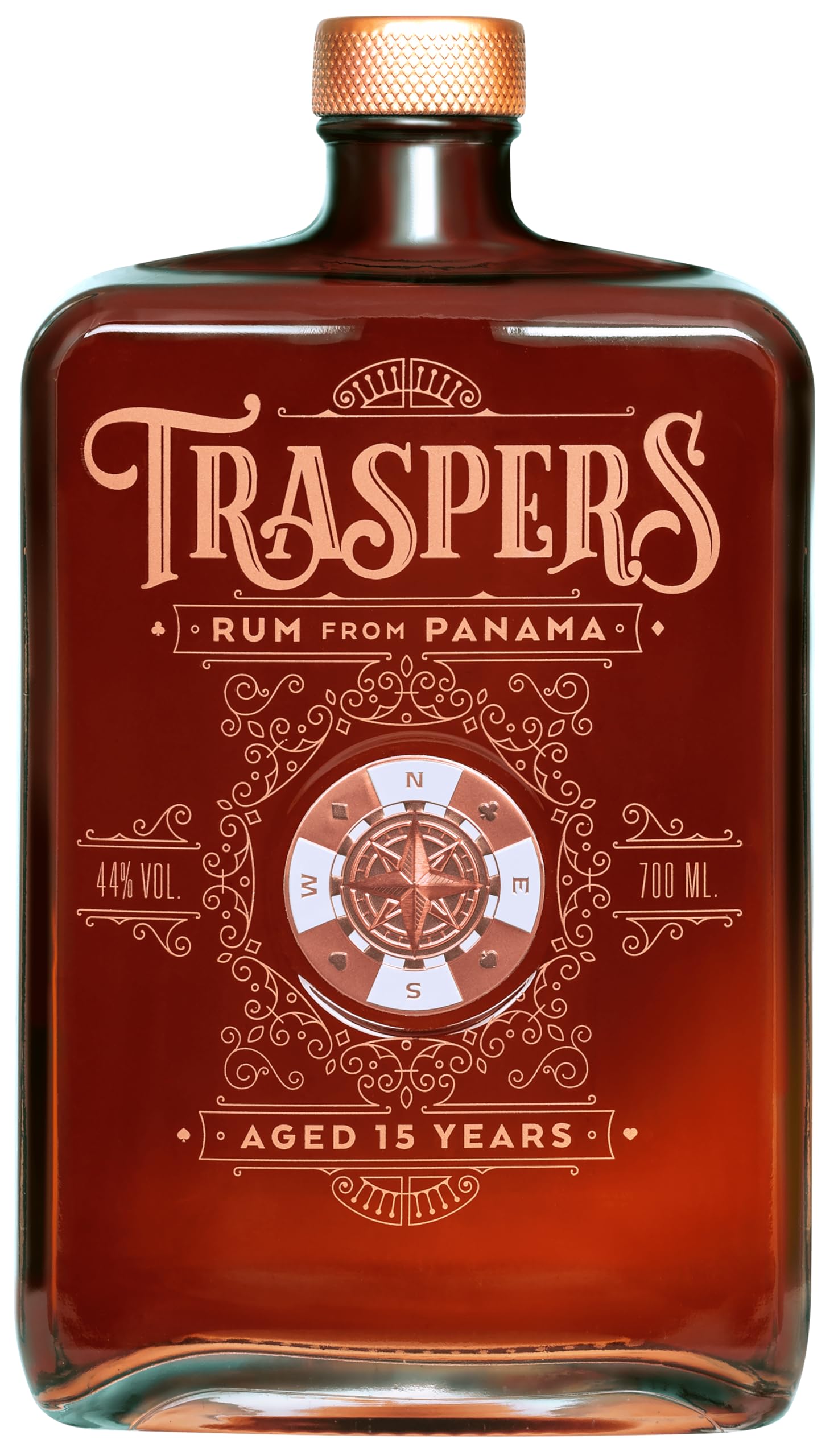 Trasper's Rum I 15 Years old Rum aus Panama I Noten von Karamell und Vanille I Geschmack von Lebensfreude und Abenteuer I 44% Vol. I 700 ml
