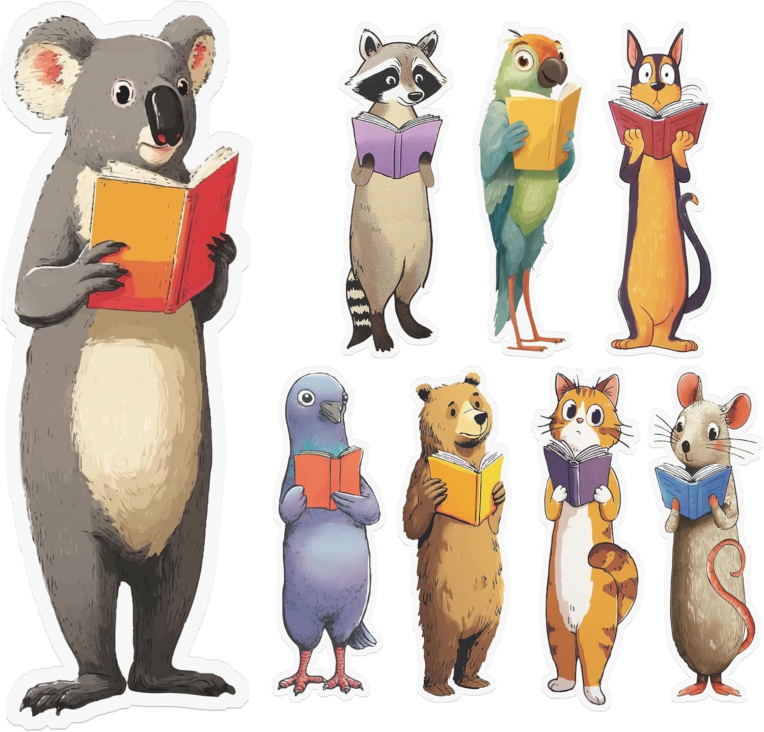 Cute Animals Bookmark Gifts - 8 Pcs Cartoon Koalas Cats Dog Bookmarks for Women Students Book Lovers Funny Page Markers Home Reading Accessories Bookish Gift for Birthday Christmas
