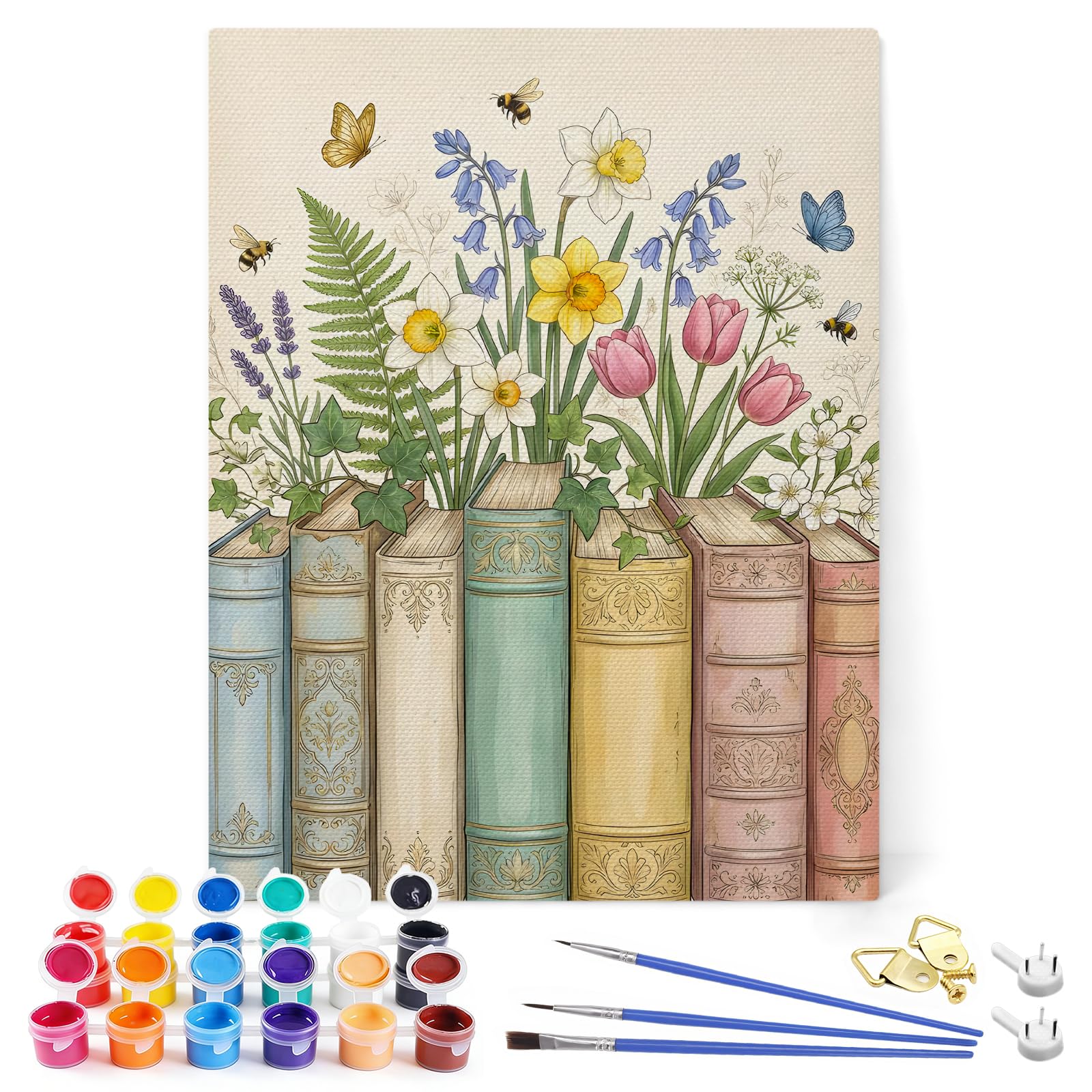 Paint by Numbers for Adults, Book Flower Painting by Numbers for Adults, Painting Kits for Adults, Adult Paint by Numbers Canvas Kits for Gifts and Home Wall Decor 12x16in