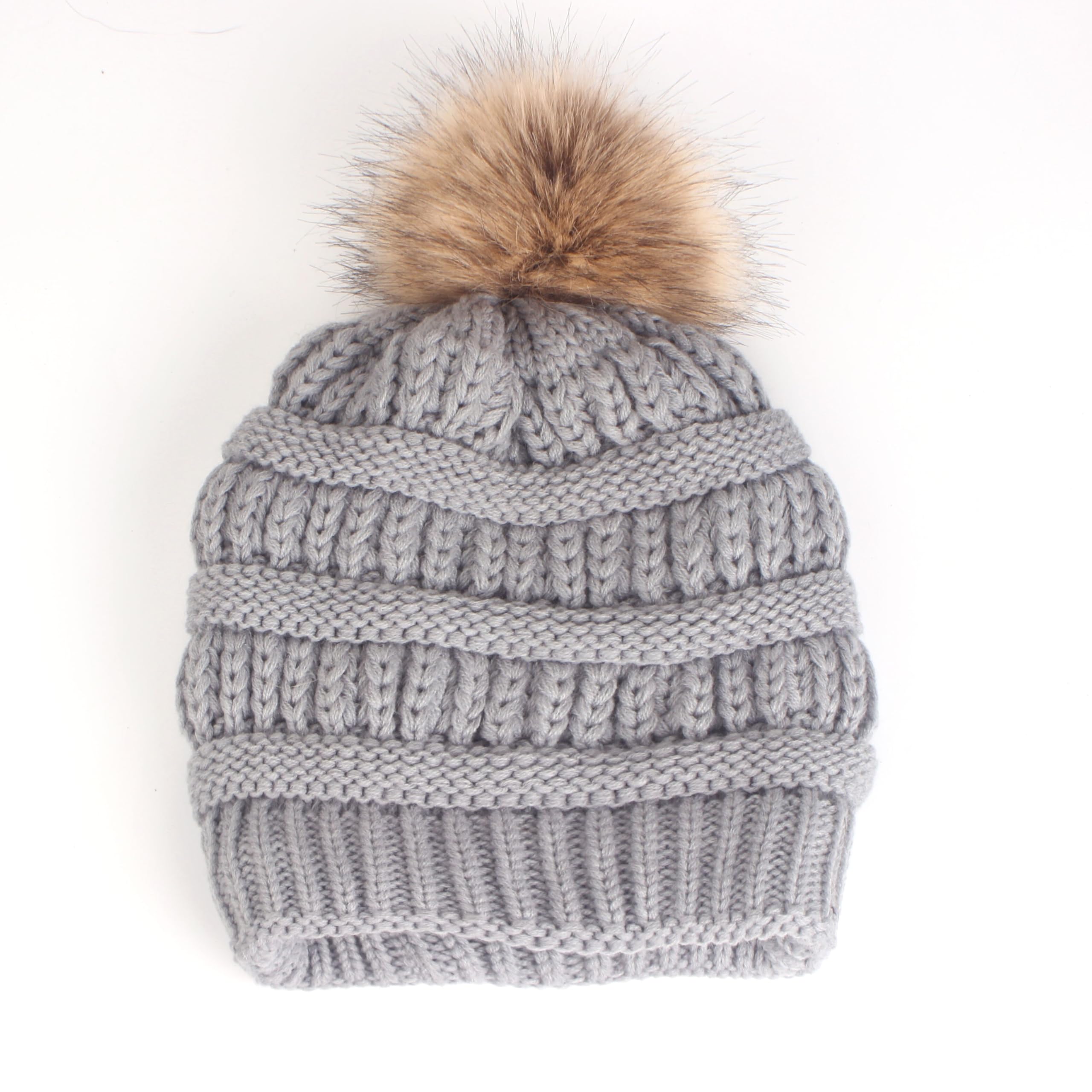 Gorro de Punto de poliéster con pompón sintético para Mujer, Gorro de Invierno para Esquiar al Aire Libre (Oranje 1, Talla única)