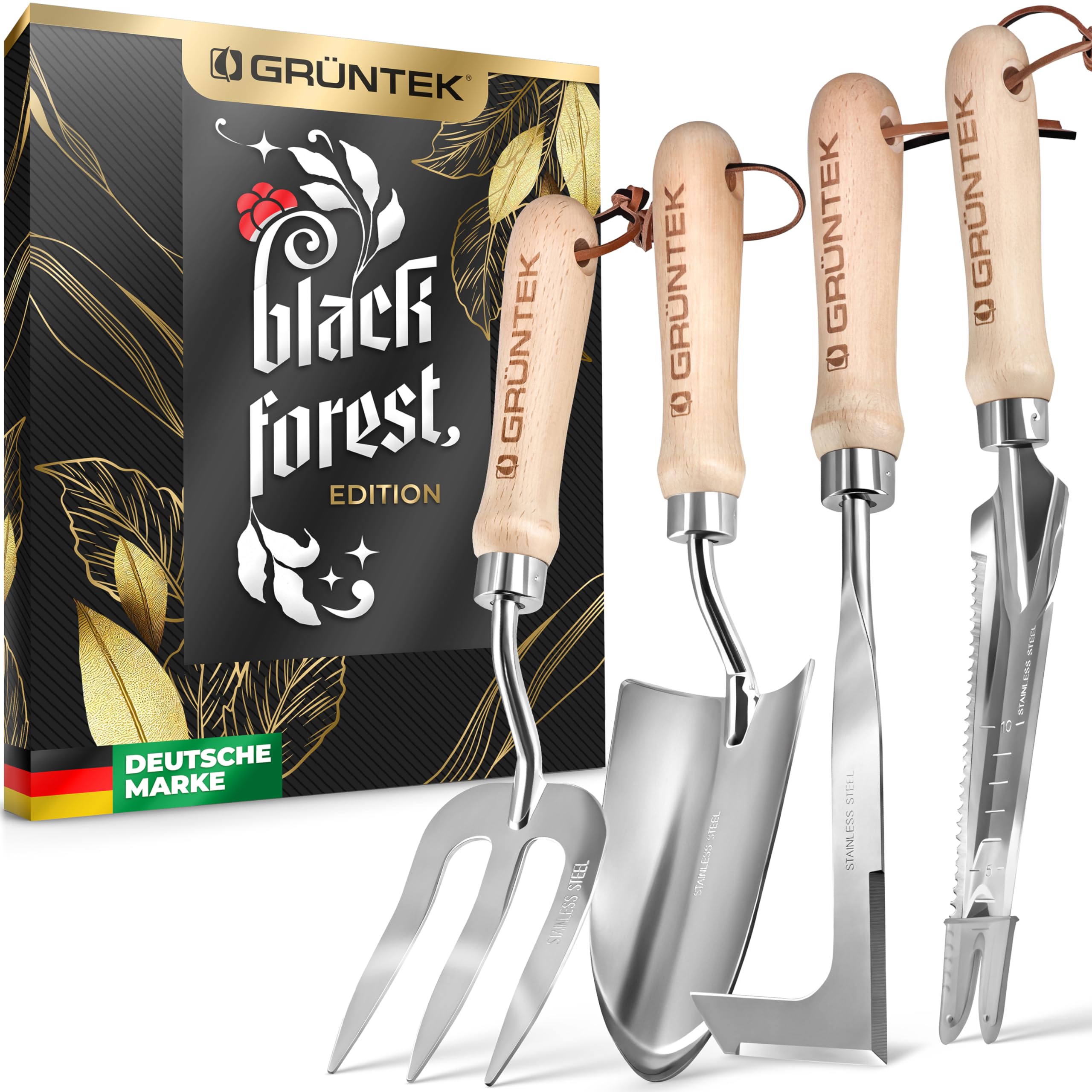 GRÜNTEK Gartenwerkzeug-Set Black-Forest-Edition