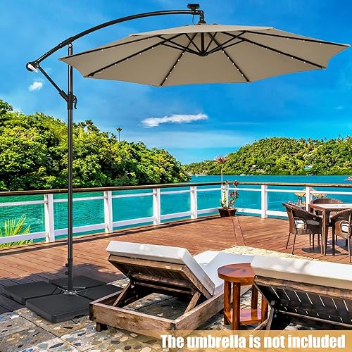 Miniatura 7 de Tangkula 4 bases de sombrilla de patio voladizas de 13 litros y 220 libras, relleno de agua y arena, base de sombrilla para exteriores, juego de