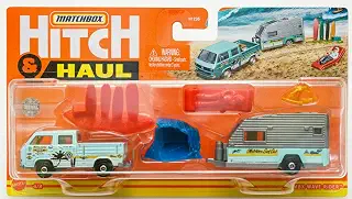 Matchbox ヒッチ&ホール MBX Wave Rider 4/8 - Volks トランスポーターキャブ、トラベルトレーラーII(シーブルー) チェア サーフボード サーファーウェーブ