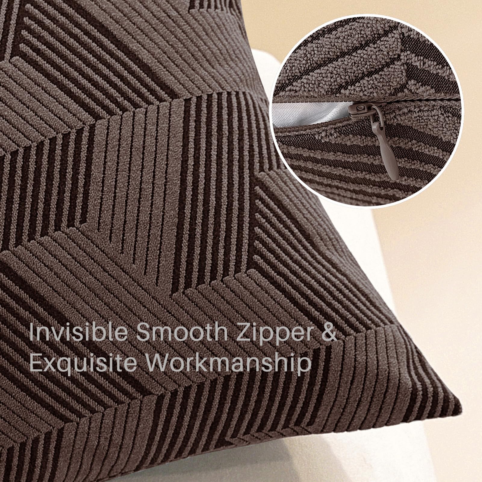 Kissenbezüge Dekokissen, Quadratische Kissenbezüges, Moderne Dekokissen Weiche Kissenbezüge für Wohnzimmer, Sofa Schlafzimmer Zuhause Dekor (Braun,45 x 45 cm)