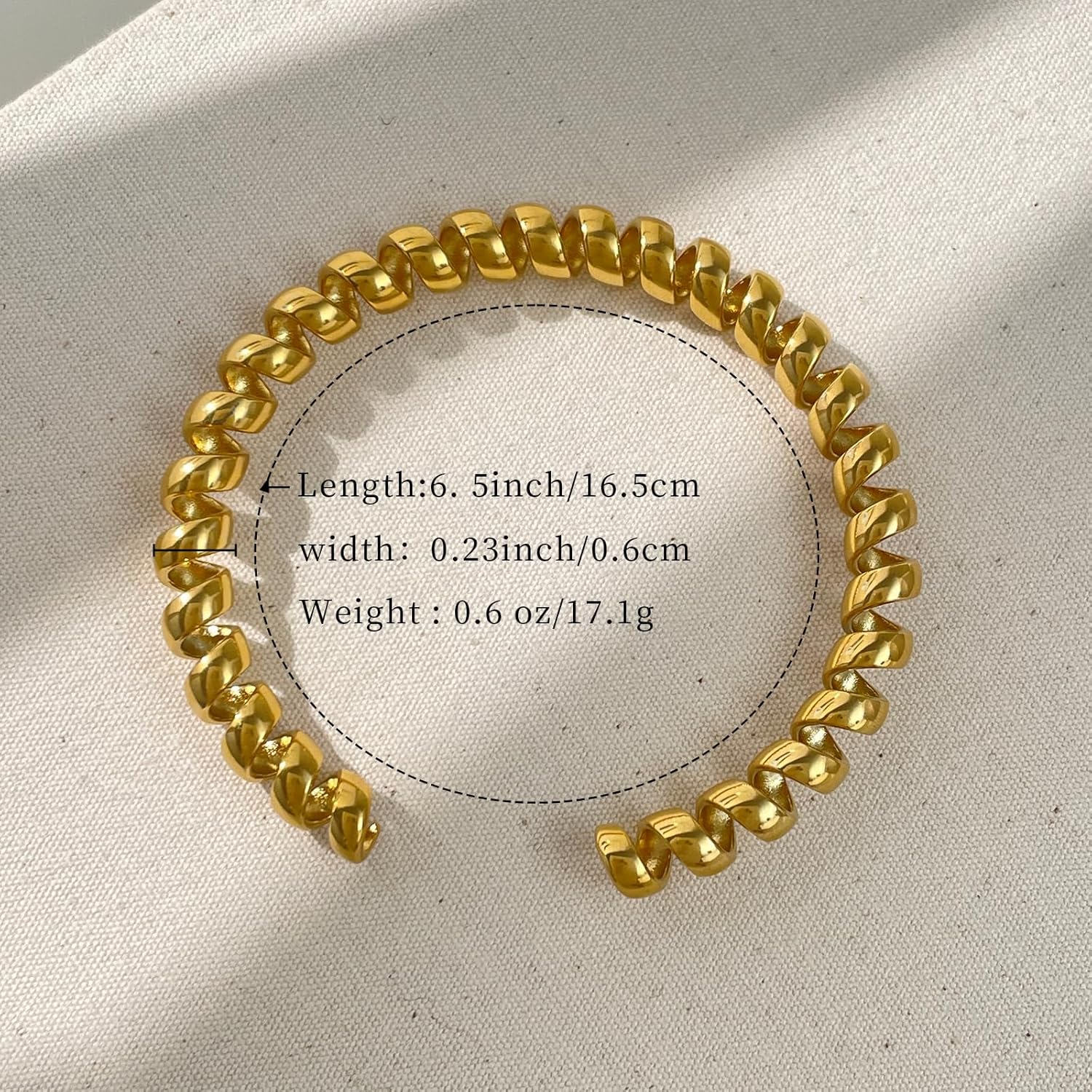 18K Gold Plated Coiled Cable Open Bangle | Minimalist Adjustable Bracelet | Stackable Jewelry for Women | Fashion Gift for Her | Birthday Valentines Present - Image 4