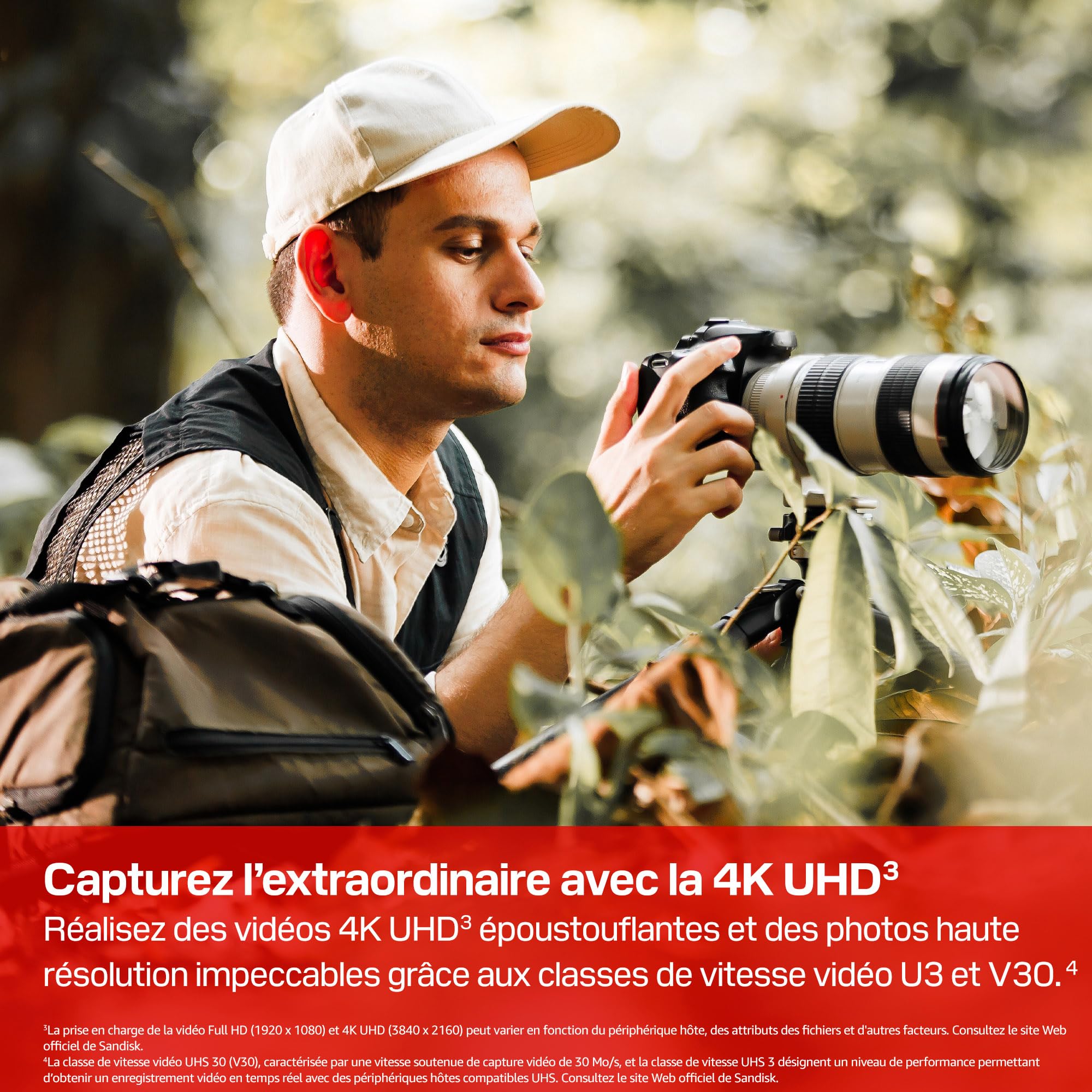 SANDISK Extreme Pro Carte SD UHS-I de 128 Go (Jusqu’à 250 Mo/s en Lecture et Jusqu’à 120 Mo/s en écriture, vidéo 4K UHD, U3, V30) Memory Zone App